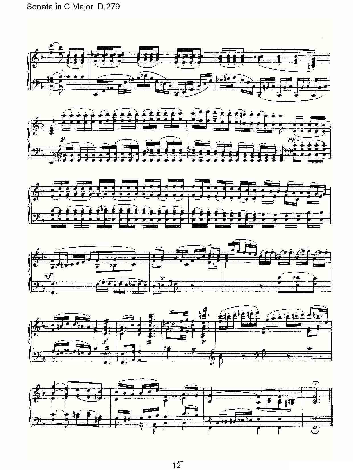 Sonata in C Major D.279（C大调奏鸣曲 D.279）钢琴曲谱（图12）