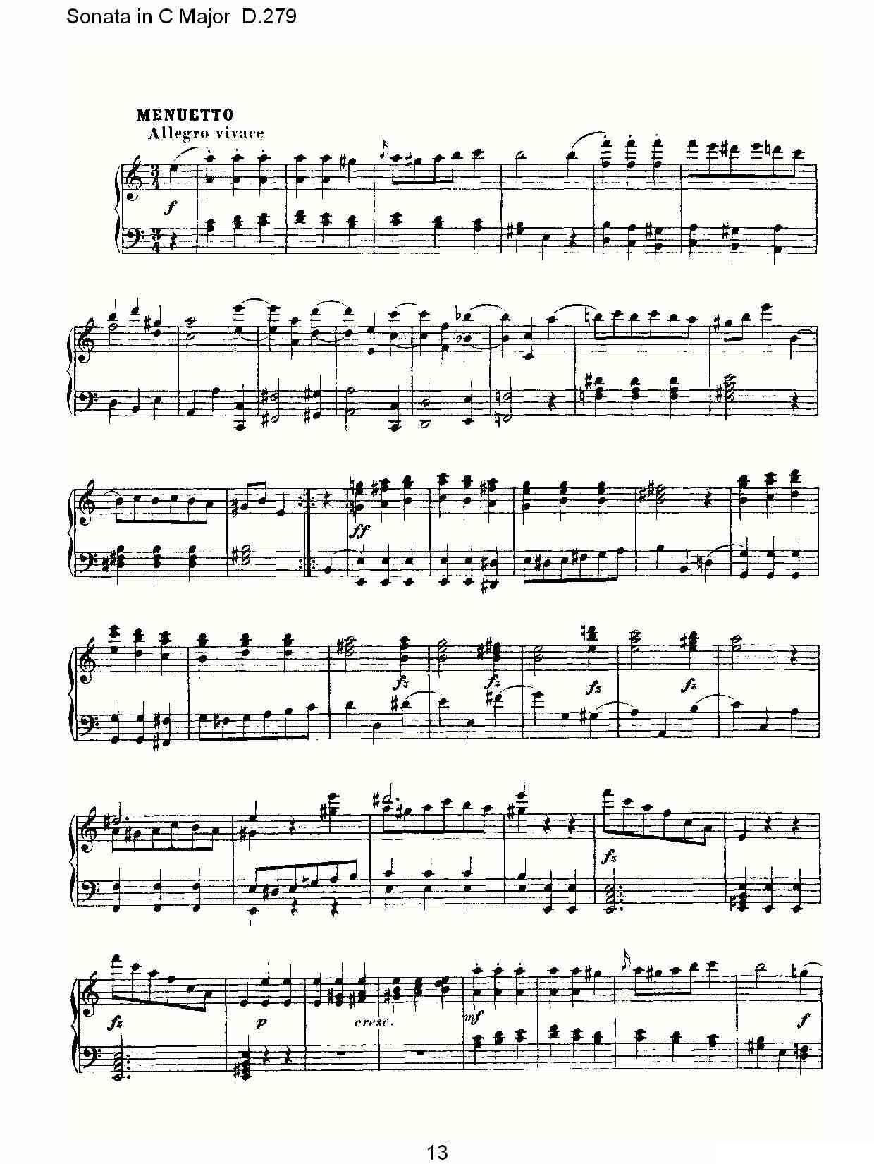 Sonata in C Major D.279（C大调奏鸣曲 D.279）钢琴曲谱（图13）