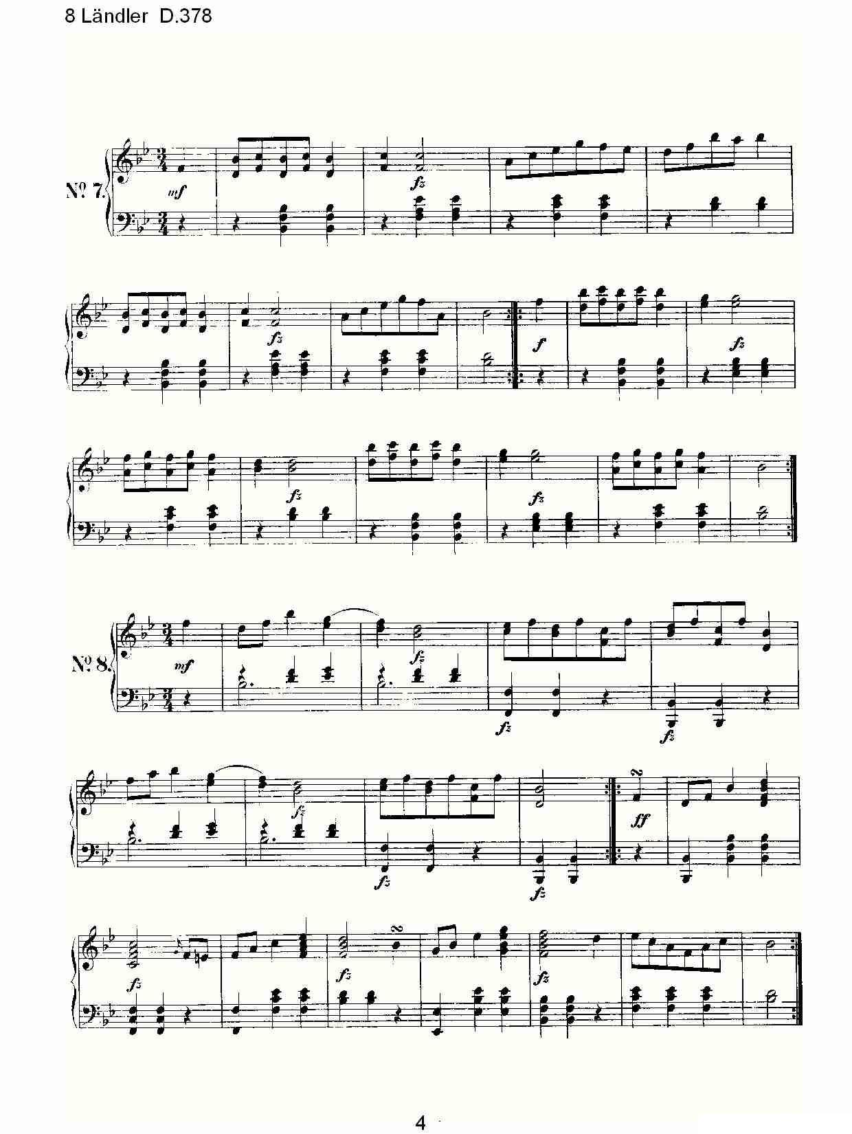 8 L?ndler D.378钢琴曲谱（图4）