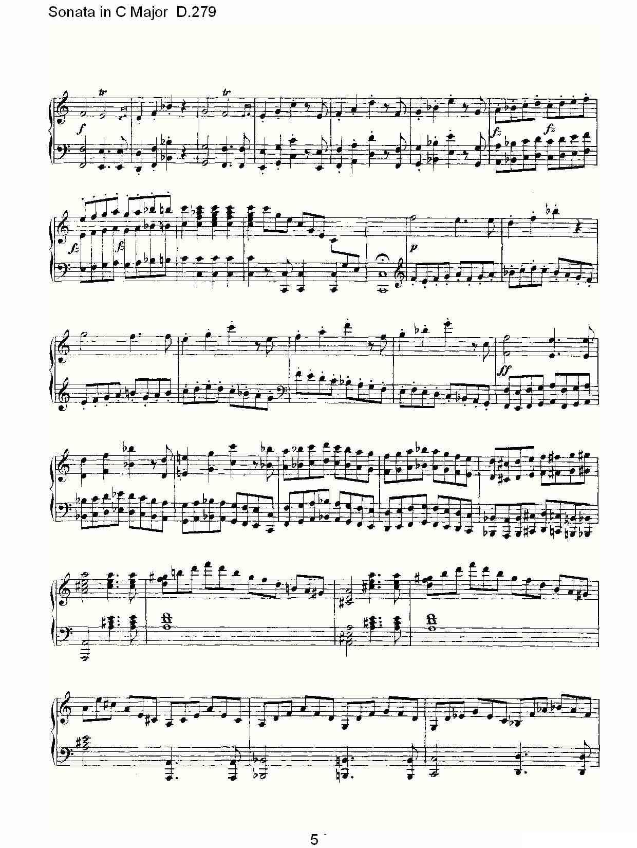 Sonata in C Major D.279（C大调奏鸣曲 D.279）钢琴曲谱（图5）