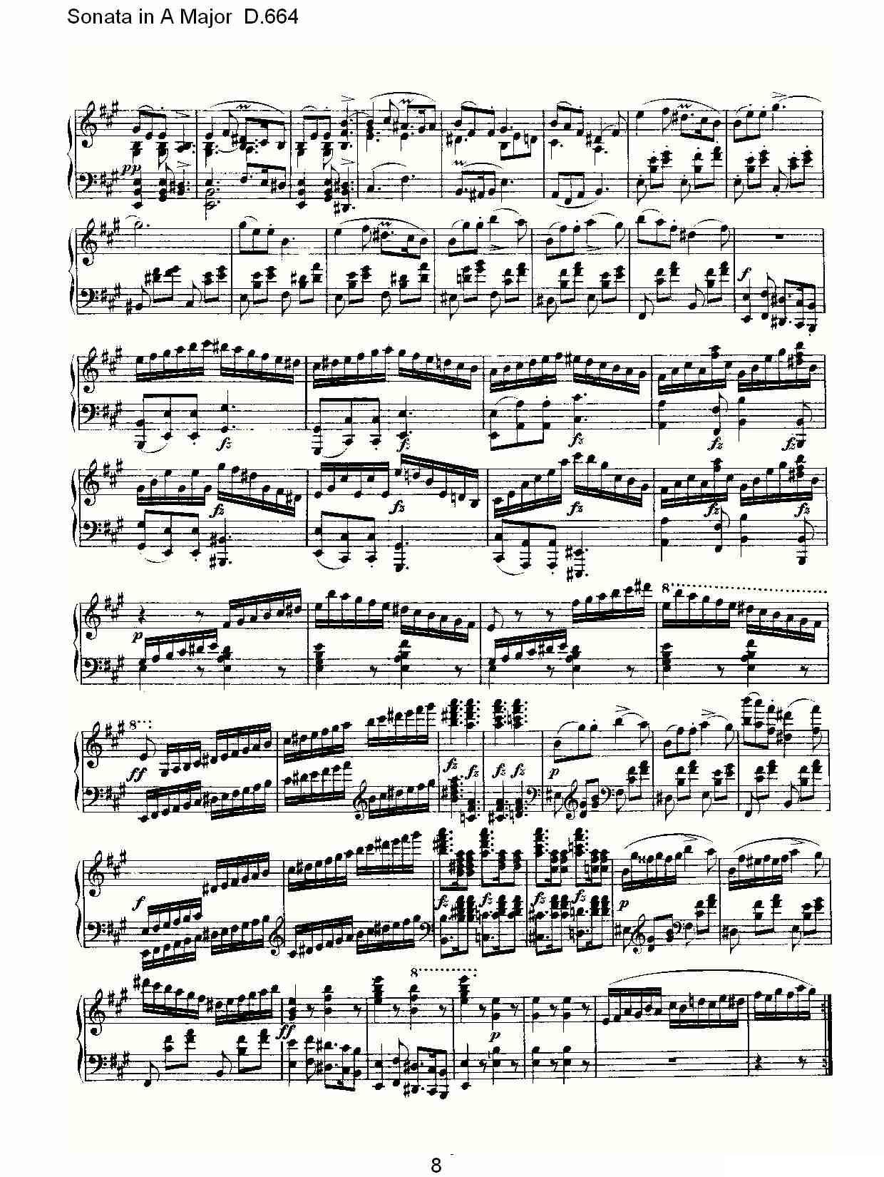 Sonata in A Major D.664（A大调奏鸣曲D.664）钢琴曲谱（图8）