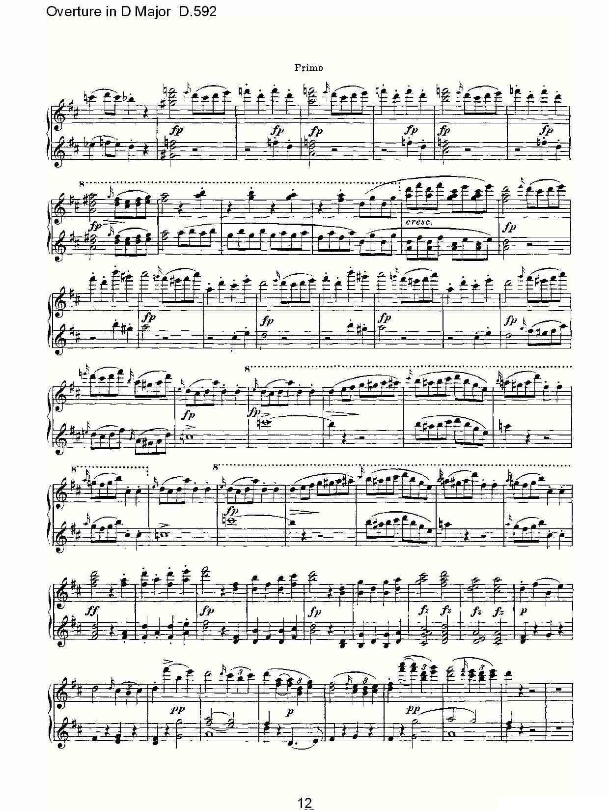Overture in D Major D.592（Ｄ大调序曲 D.592）钢琴曲谱（图12）