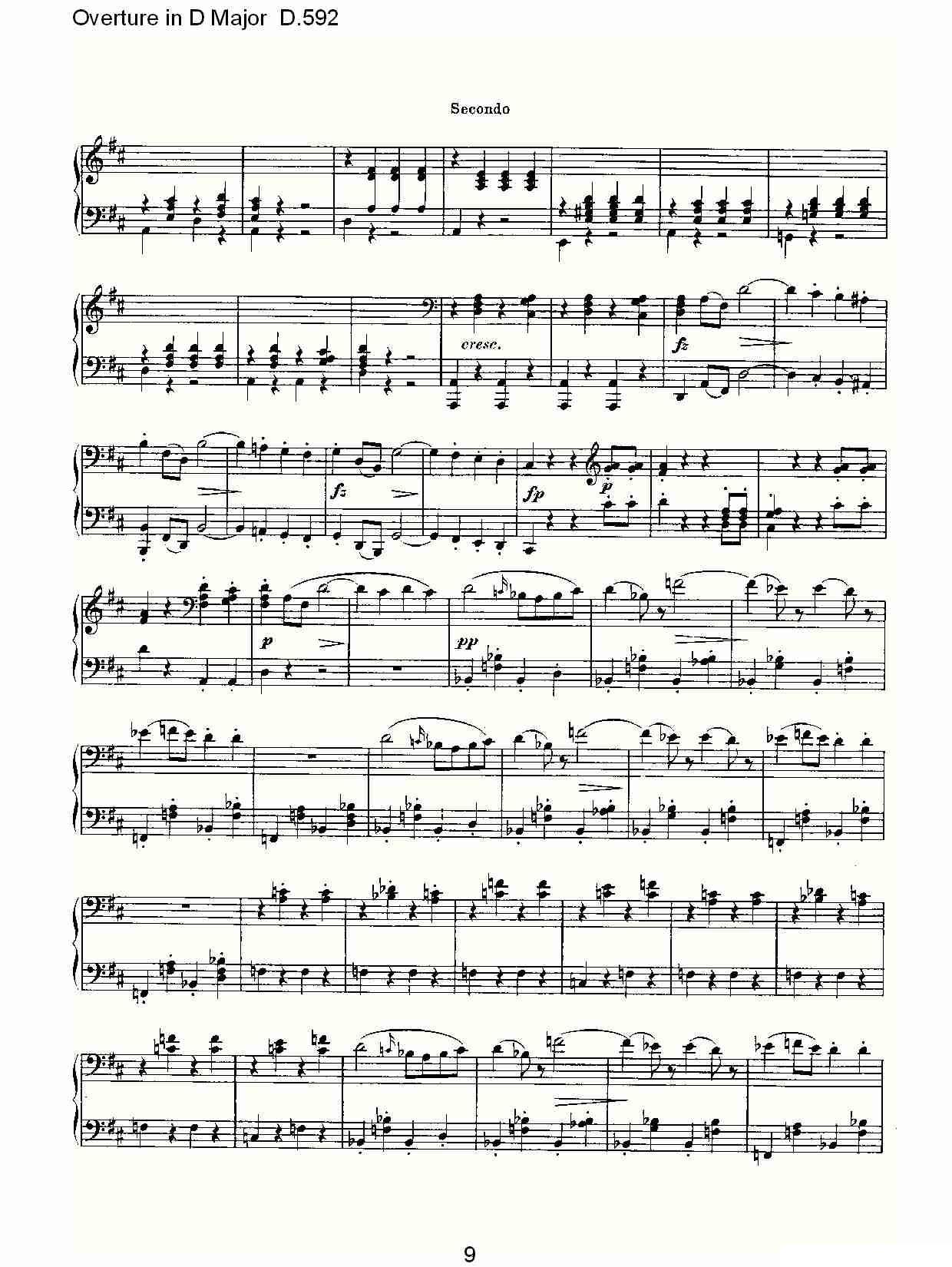 Overture in D Major D.592（Ｄ大调序曲 D.592）钢琴曲谱（图9）