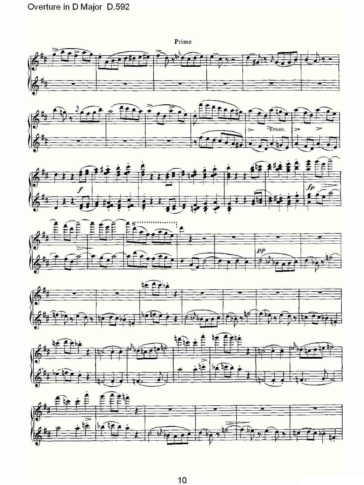 Overture in D Major D.592（Ｄ大调序曲 D.592）钢琴曲谱（图10）