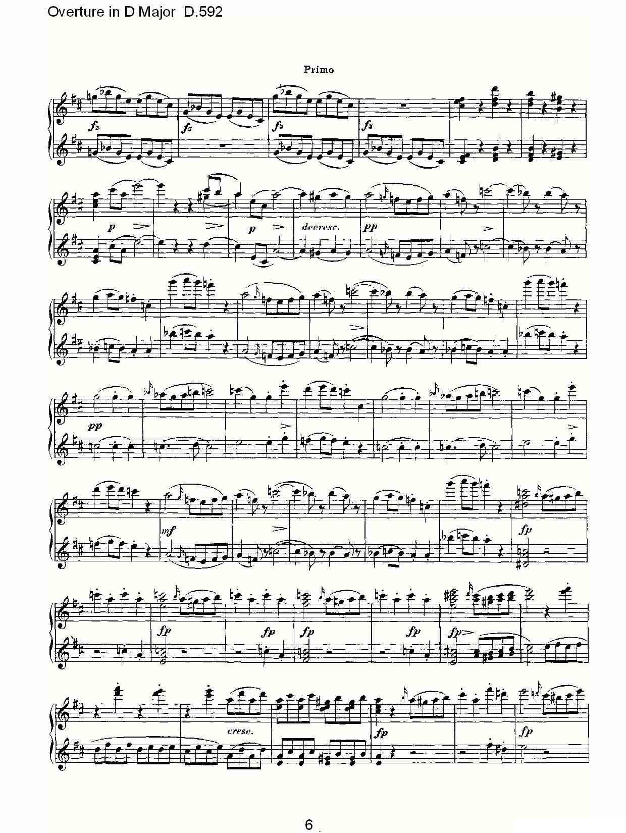 Overture in D Major D.592（Ｄ大调序曲 D.592）钢琴曲谱（图6）