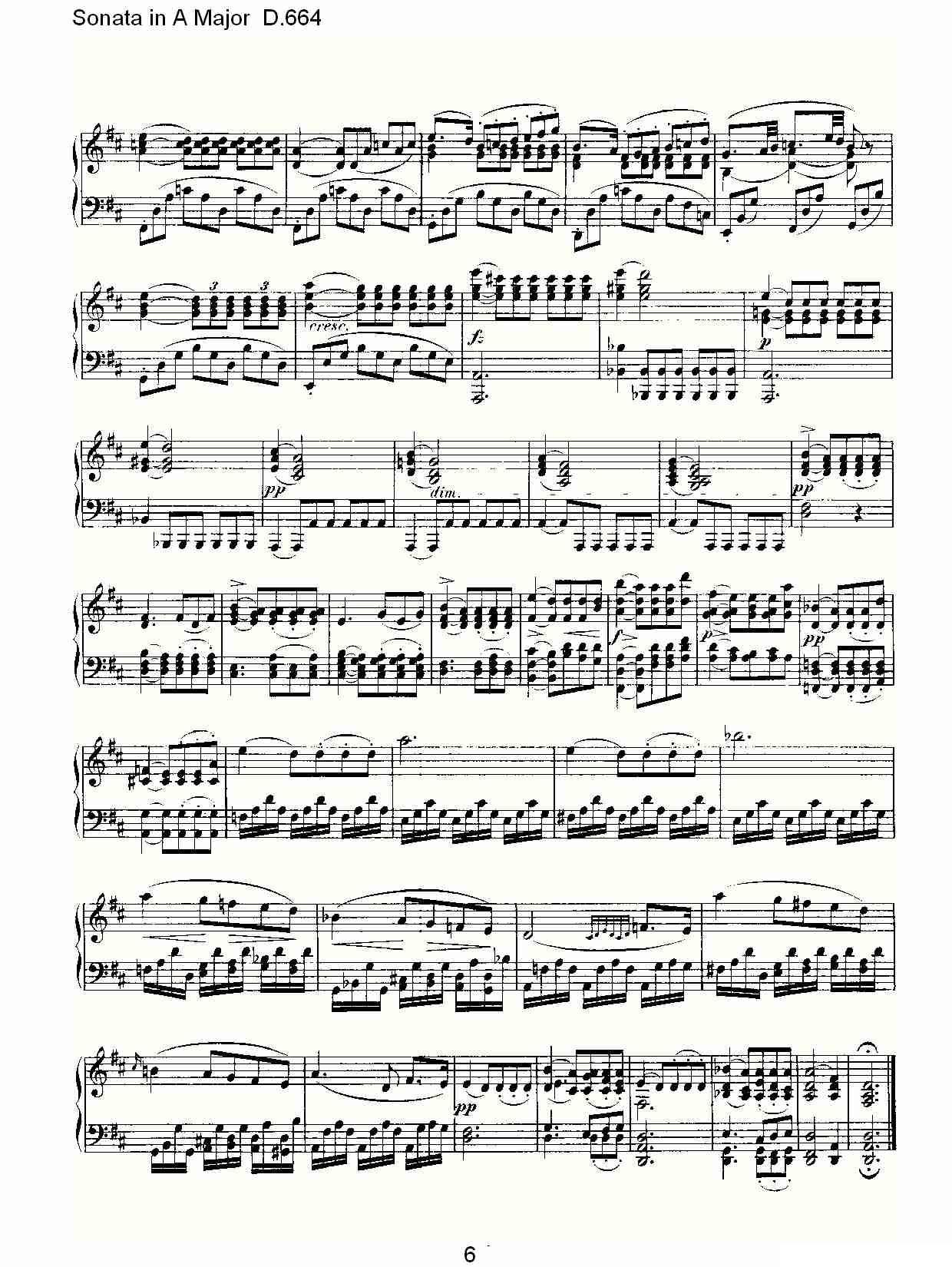 Sonata in A Major D.664（A大调奏鸣曲D.664）钢琴曲谱（图6）