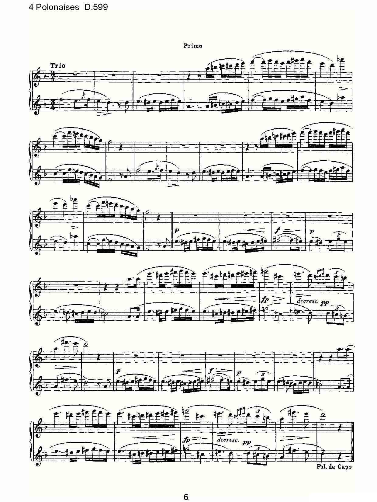 4 Polonaises D.599（４波罗乃兹舞曲 D.599）钢琴曲谱（图6）