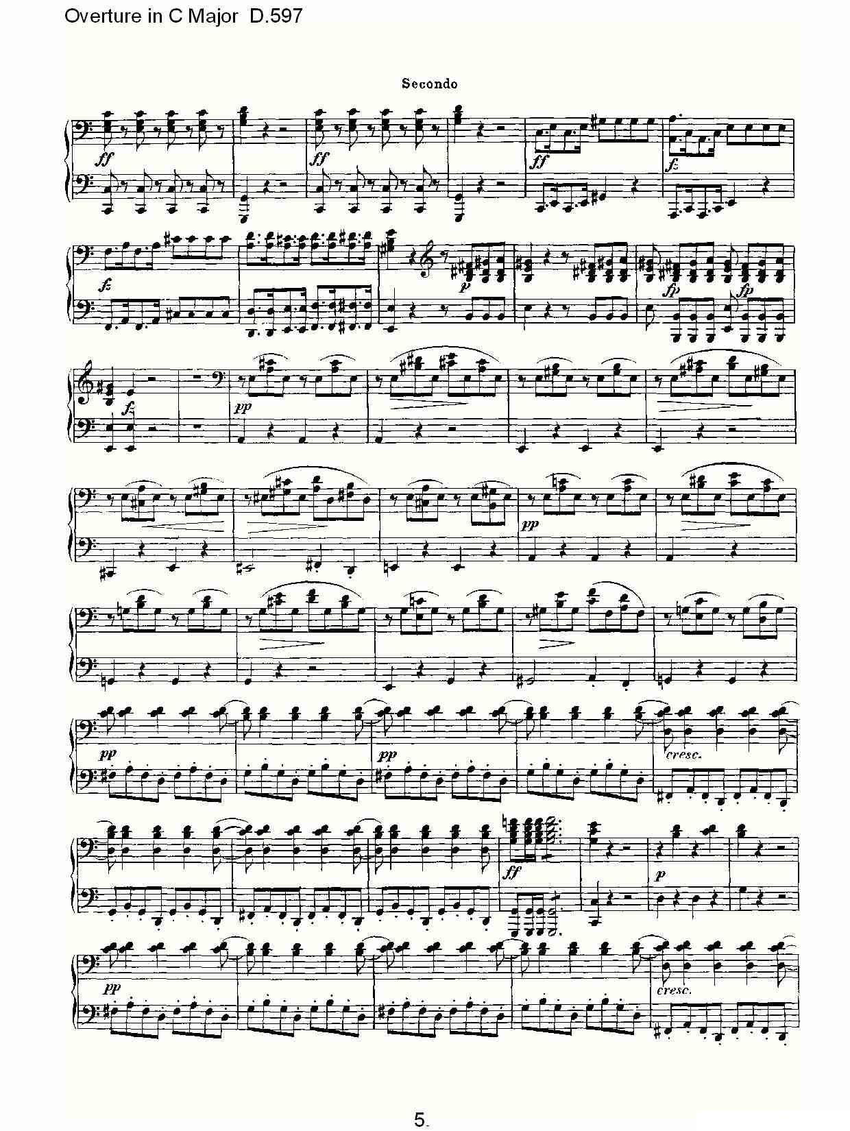 Overture in C Major D.597（Ｃ大调序曲 D.597）钢琴曲谱（图5）
