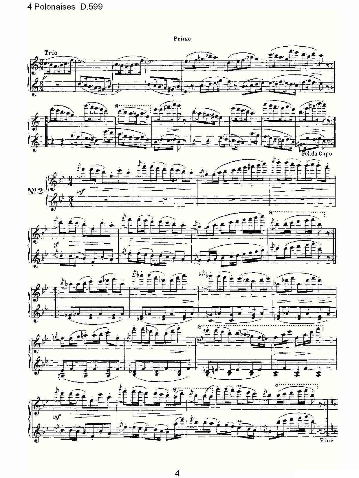 4 Polonaises D.599（４波罗乃兹舞曲 D.599）钢琴曲谱（图4）