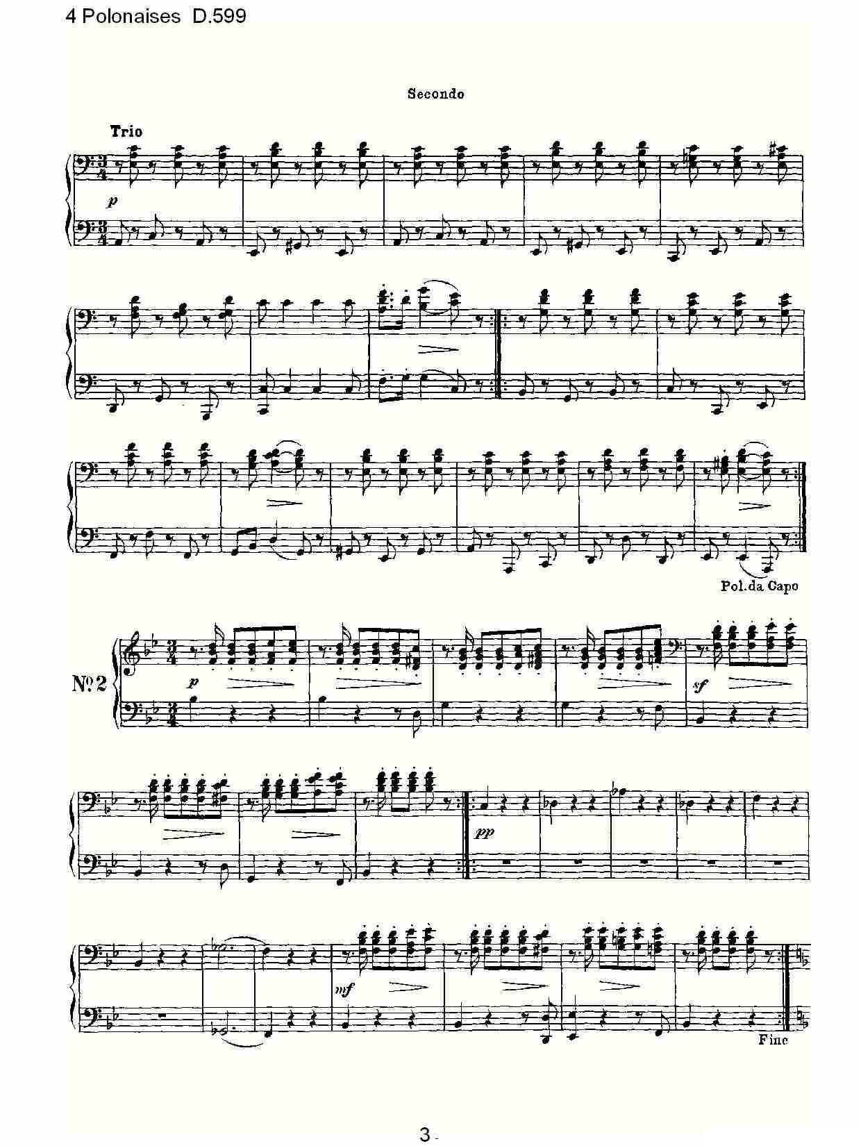 4 Polonaises D.599（４波罗乃兹舞曲 D.599）钢琴曲谱（图3）