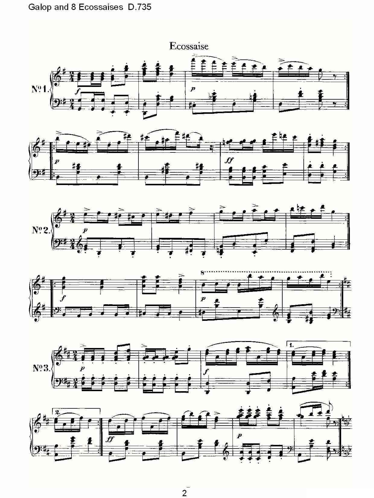 Galop and 8 Ecossaises D.735钢琴曲谱（图2）