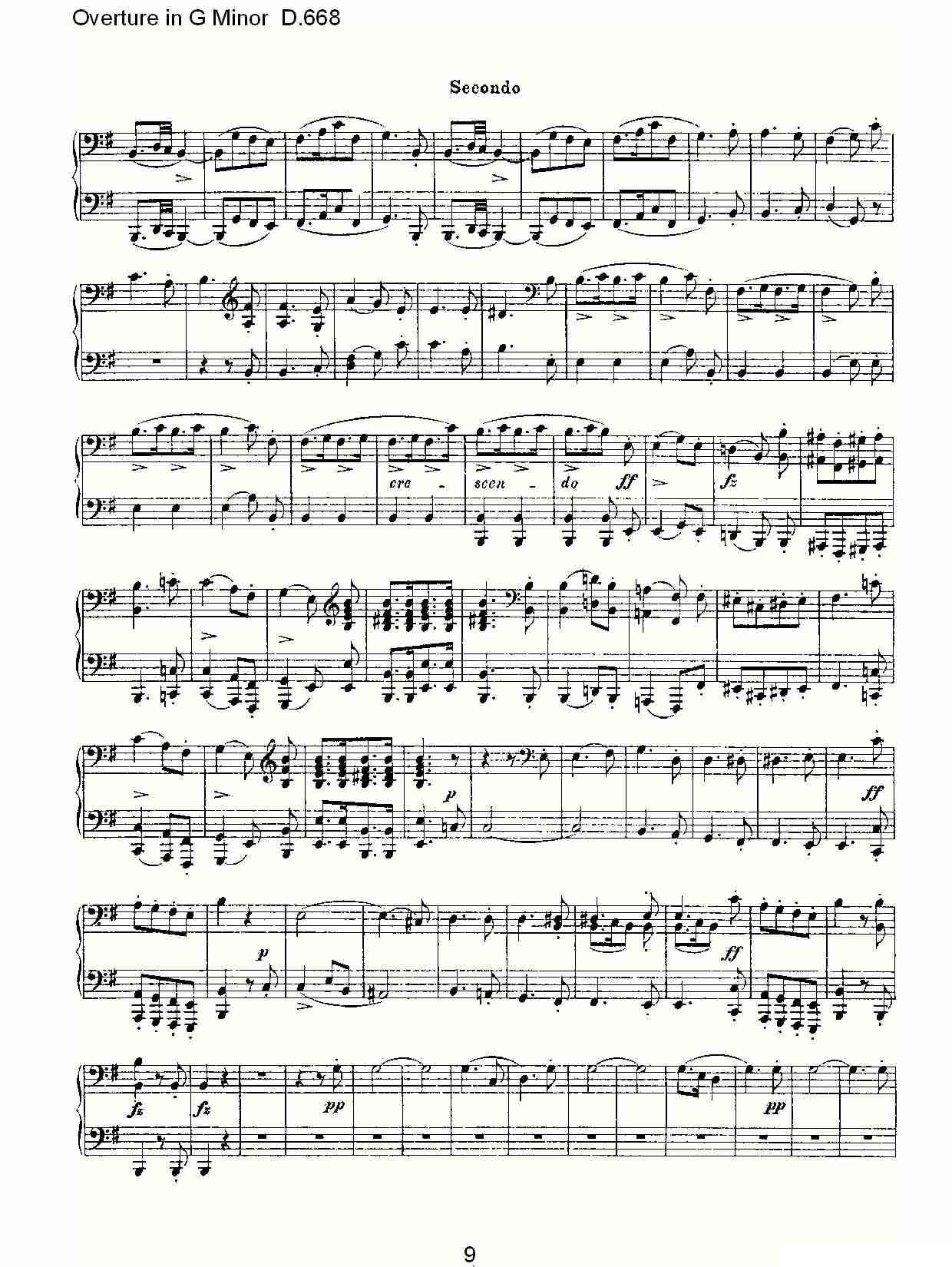 Overture in G Minor D.668（Ｇ小调序曲 D.668）钢琴曲谱（图9）