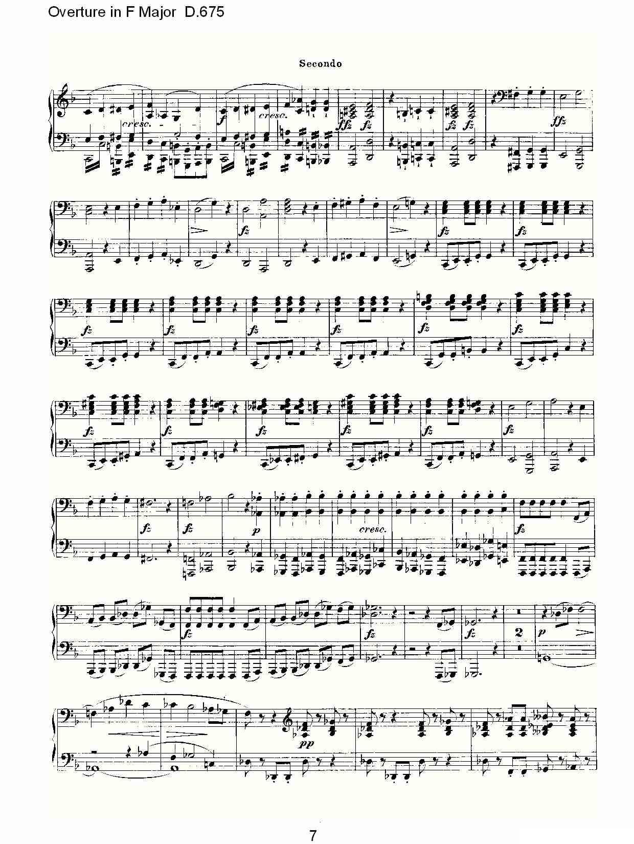 Overture in F Major D.675（Ｆ大调序曲 D.675）钢琴曲谱（图7）