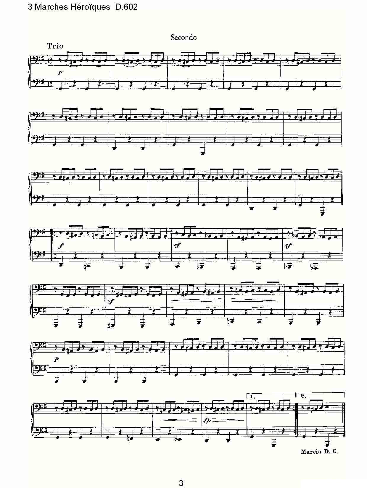 3 Marches Héro?ques D.602（3 进行曲Héro?que）钢琴曲谱（图3）