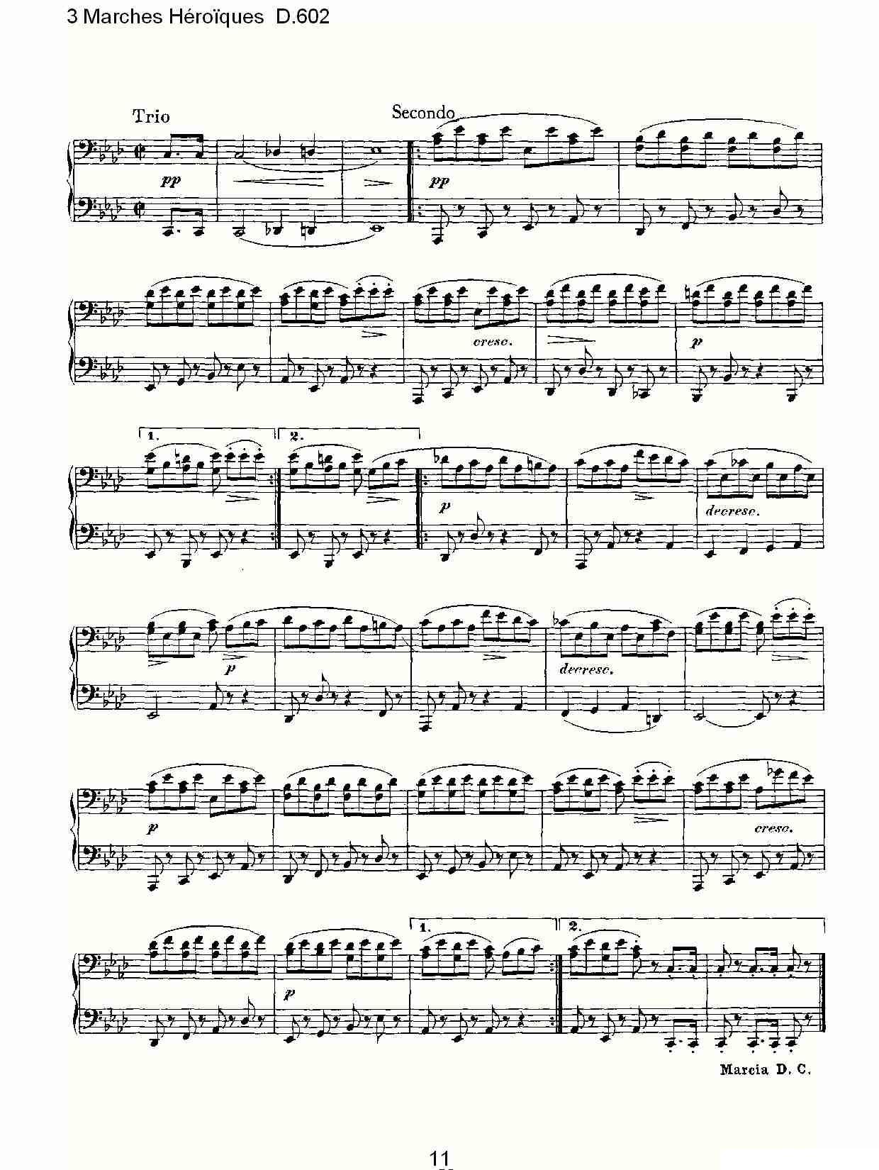 3 Marches Héro?ques D.602（3 进行曲Héro?que）钢琴曲谱（图11）