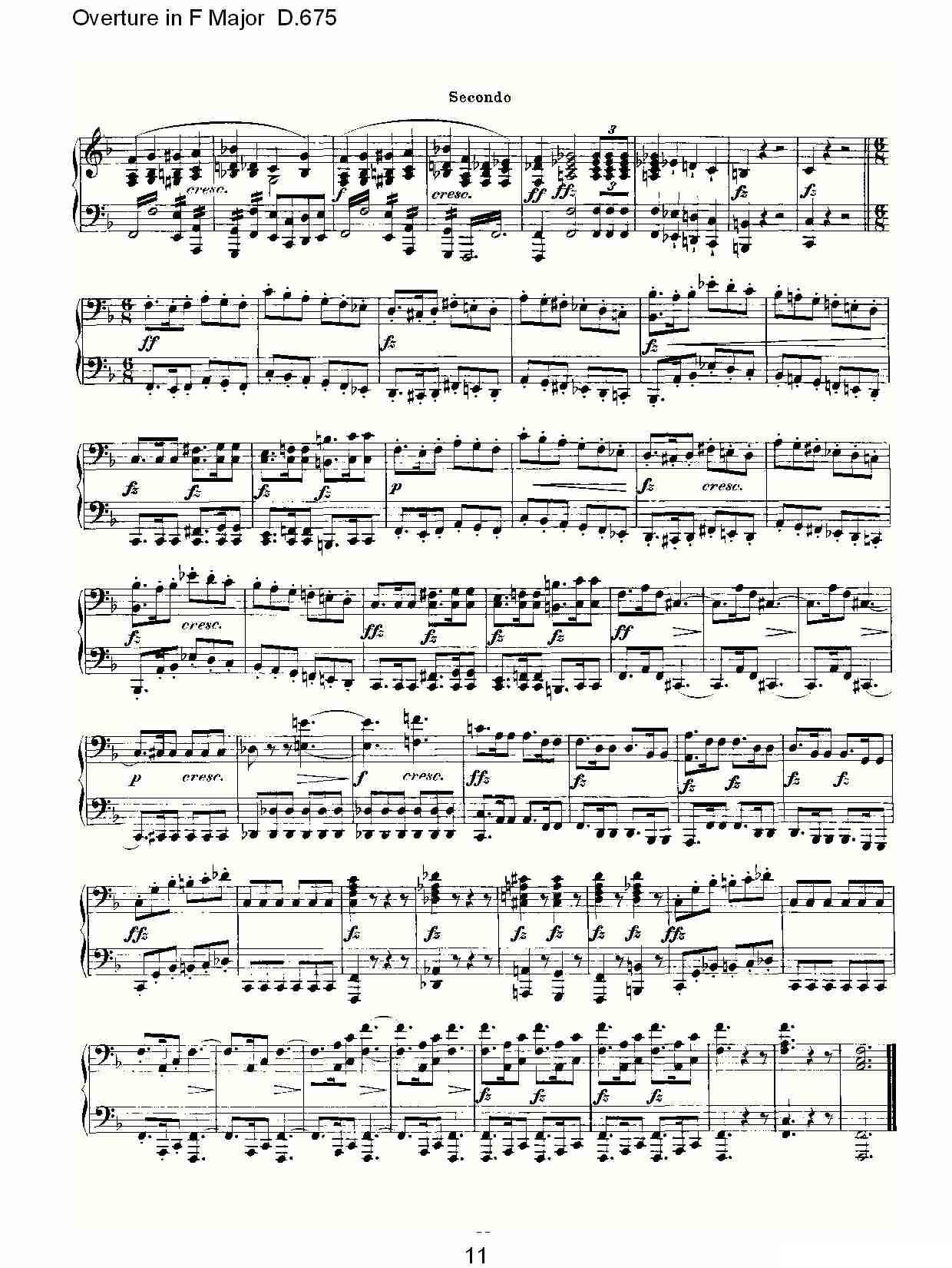 Overture in F Major D.675（Ｆ大调序曲 D.675）钢琴曲谱（图11）