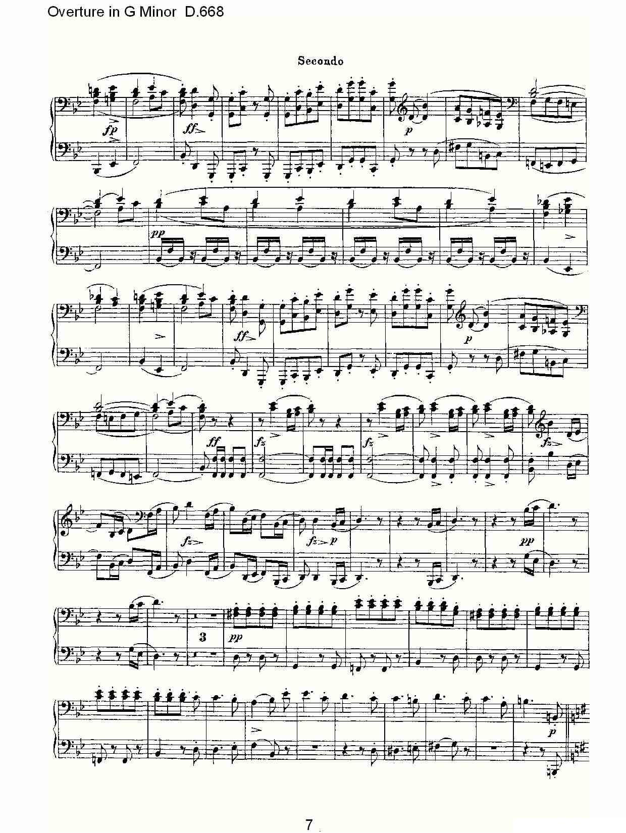 Overture in G Minor D.668（Ｇ小调序曲 D.668）钢琴曲谱（图7）
