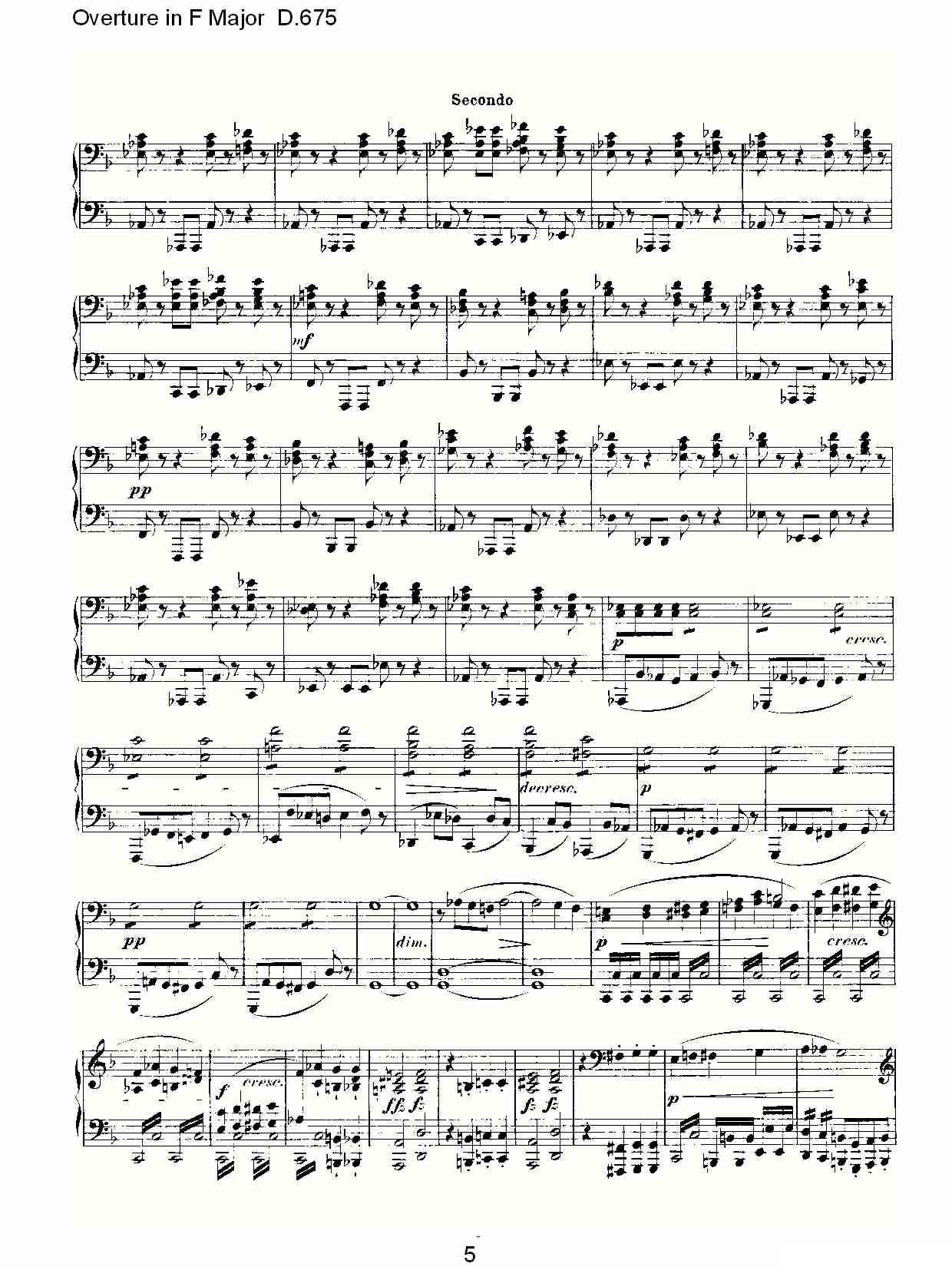 Overture in F Major D.675（Ｆ大调序曲 D.675）钢琴曲谱（图5）