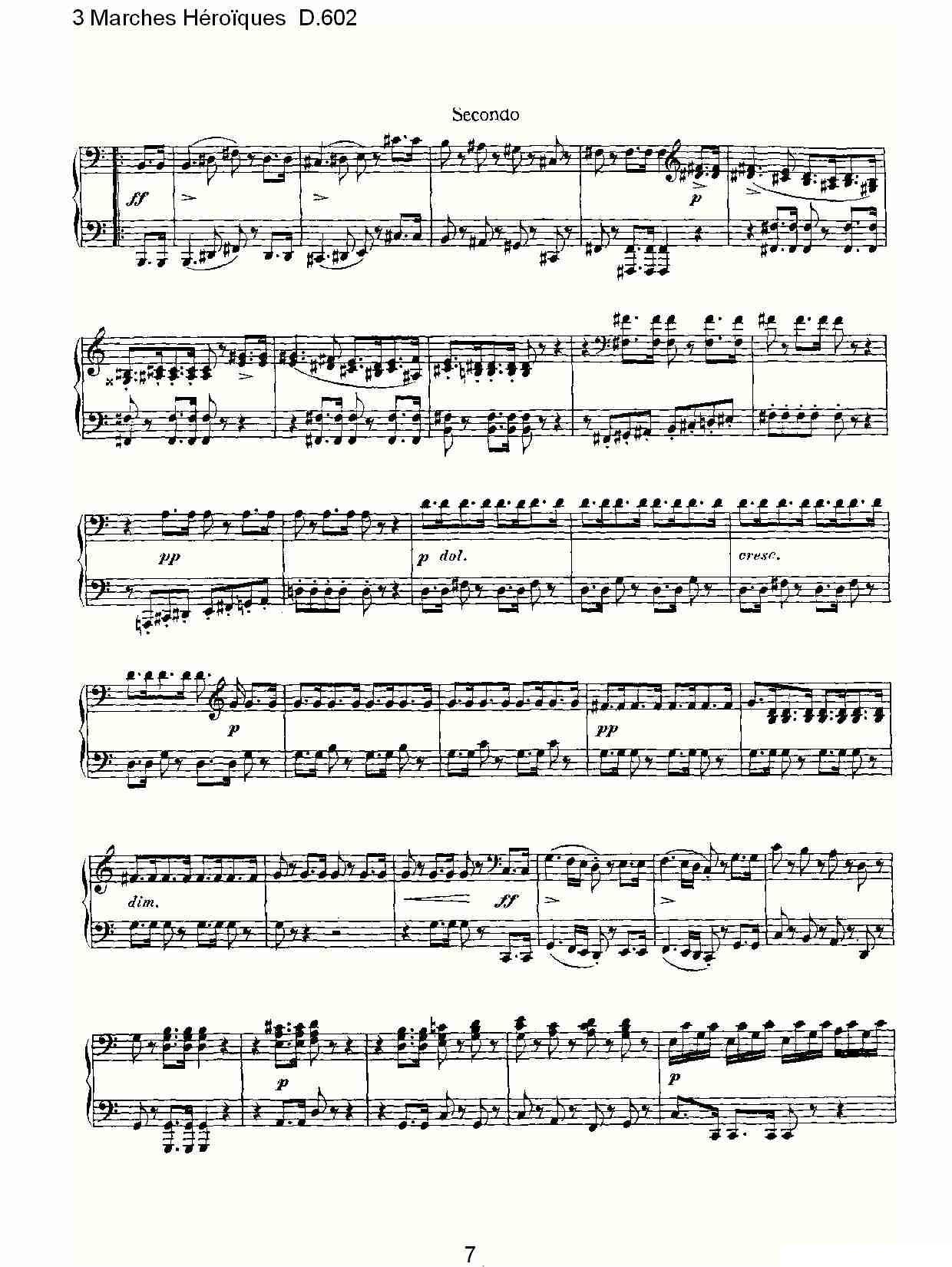 3 Marches Héro?ques D.602（3 进行曲Héro?que）钢琴曲谱（图7）