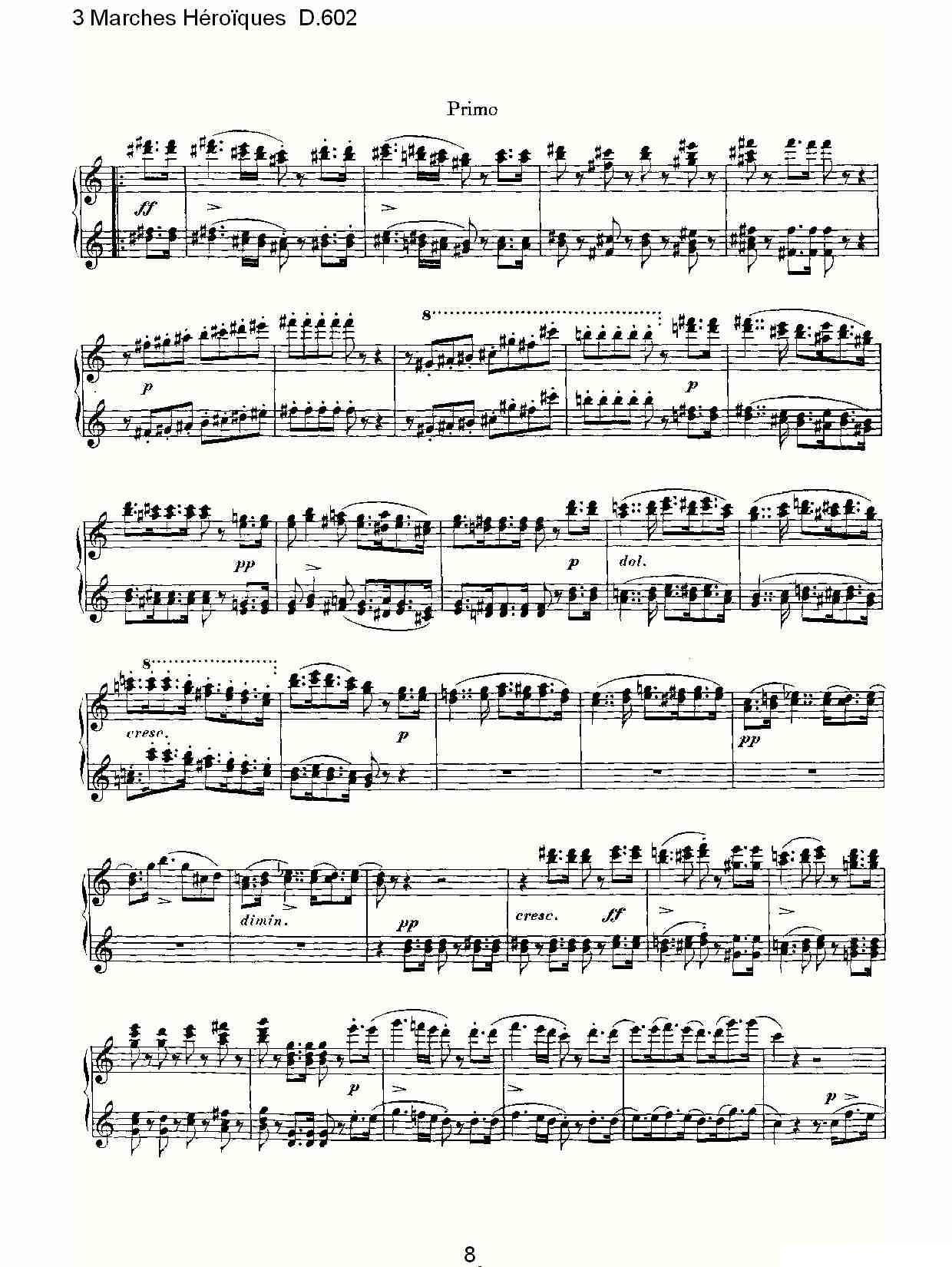 3 Marches Héro?ques D.602（3 进行曲Héro?que）钢琴曲谱（图8）