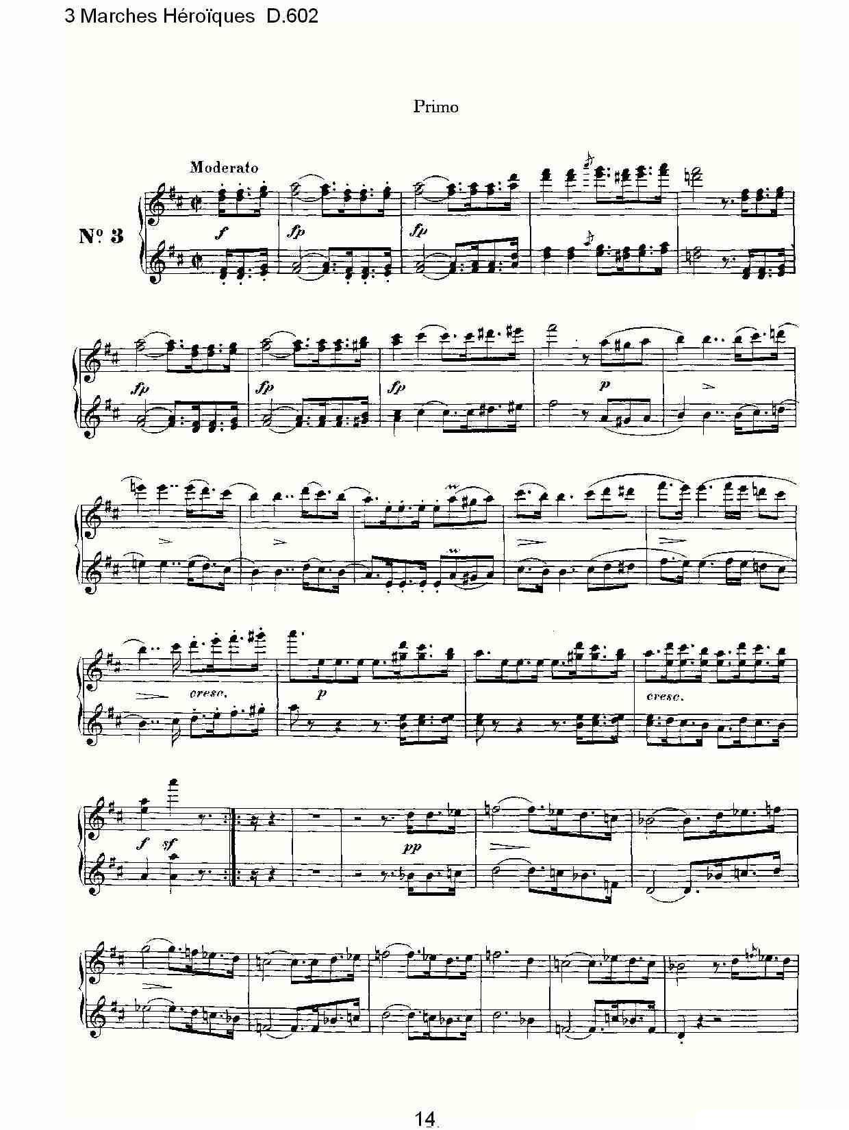 3 Marches Héro?ques D.602（3 进行曲Héro?que）钢琴曲谱（图14）