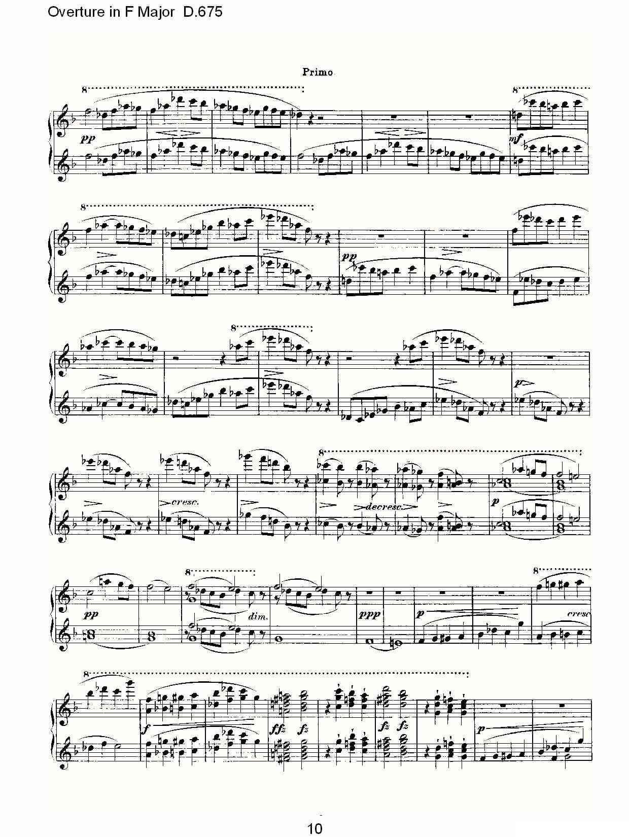 Overture in F Major D.675（Ｆ大调序曲 D.675）钢琴曲谱（图10）