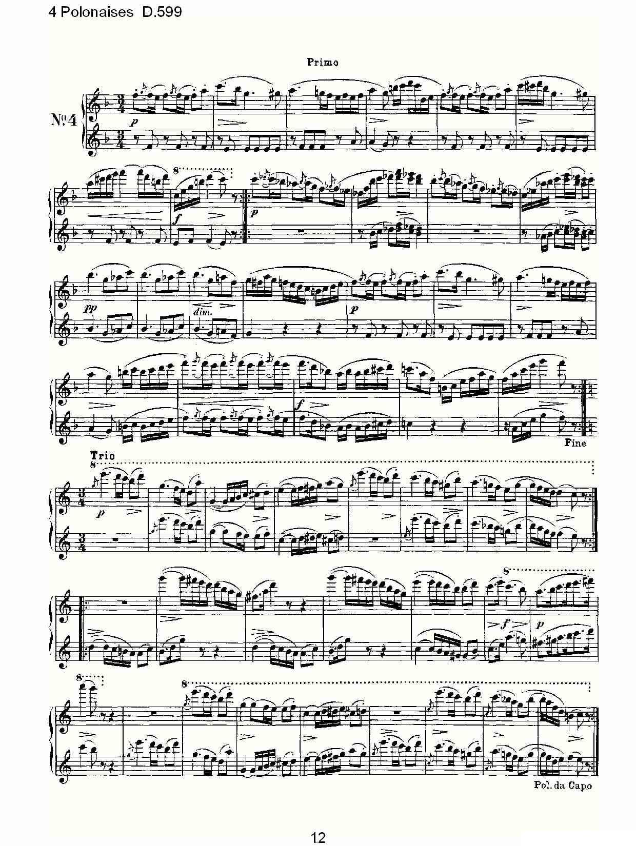 4 Polonaises D.599（４波罗乃兹舞曲 D.599）钢琴曲谱（图12）