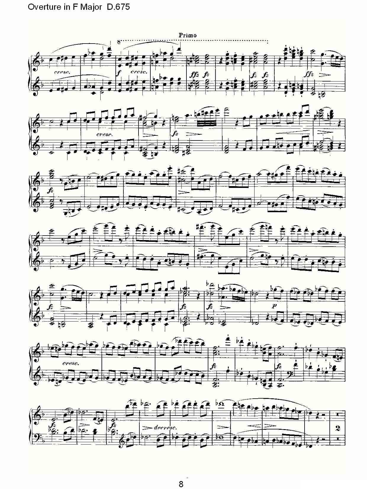 Overture in F Major D.675（Ｆ大调序曲 D.675）钢琴曲谱（图8）