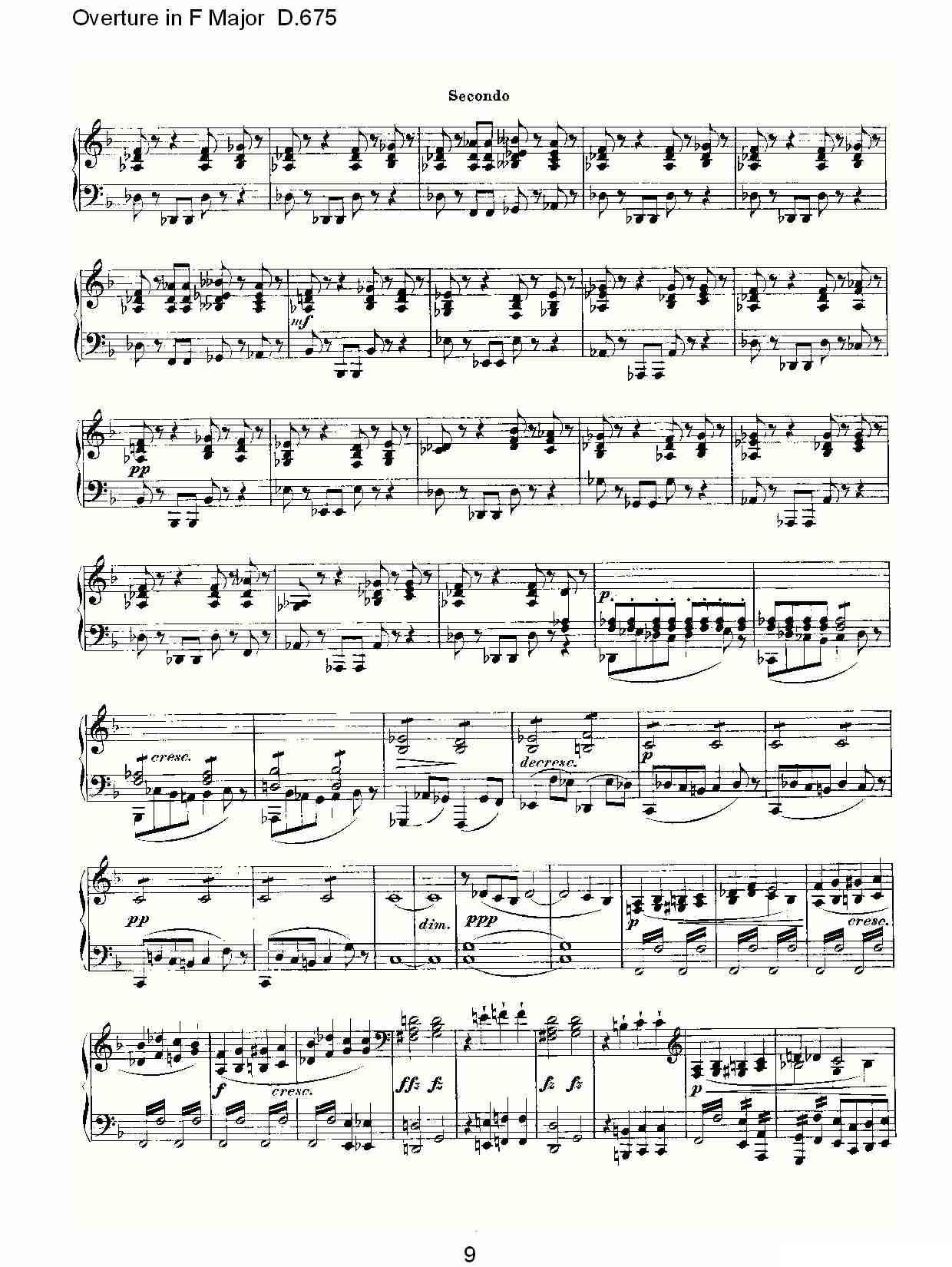 Overture in F Major D.675（Ｆ大调序曲 D.675）钢琴曲谱（图9）