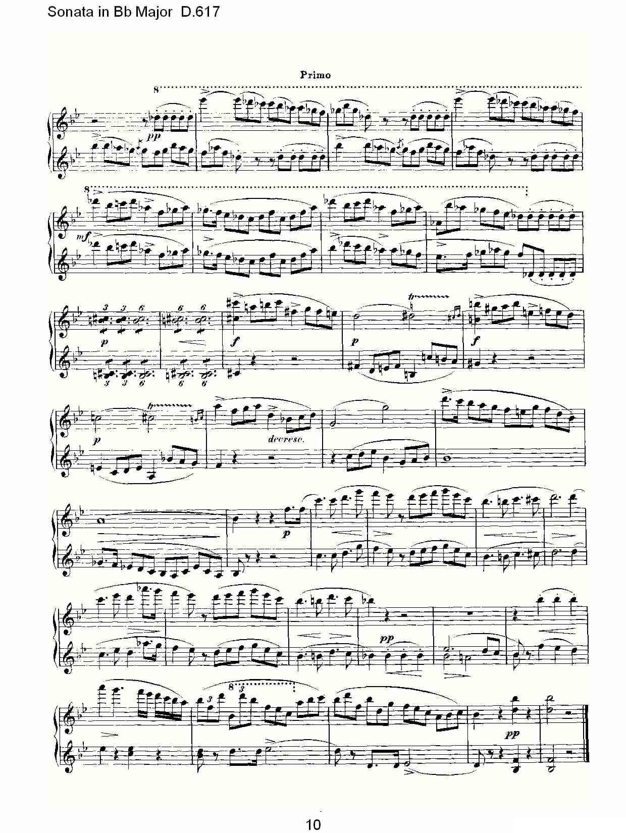 Sonata in Bb Major D.617（Bb大调奏鸣曲 D.617）钢琴曲谱（图10）