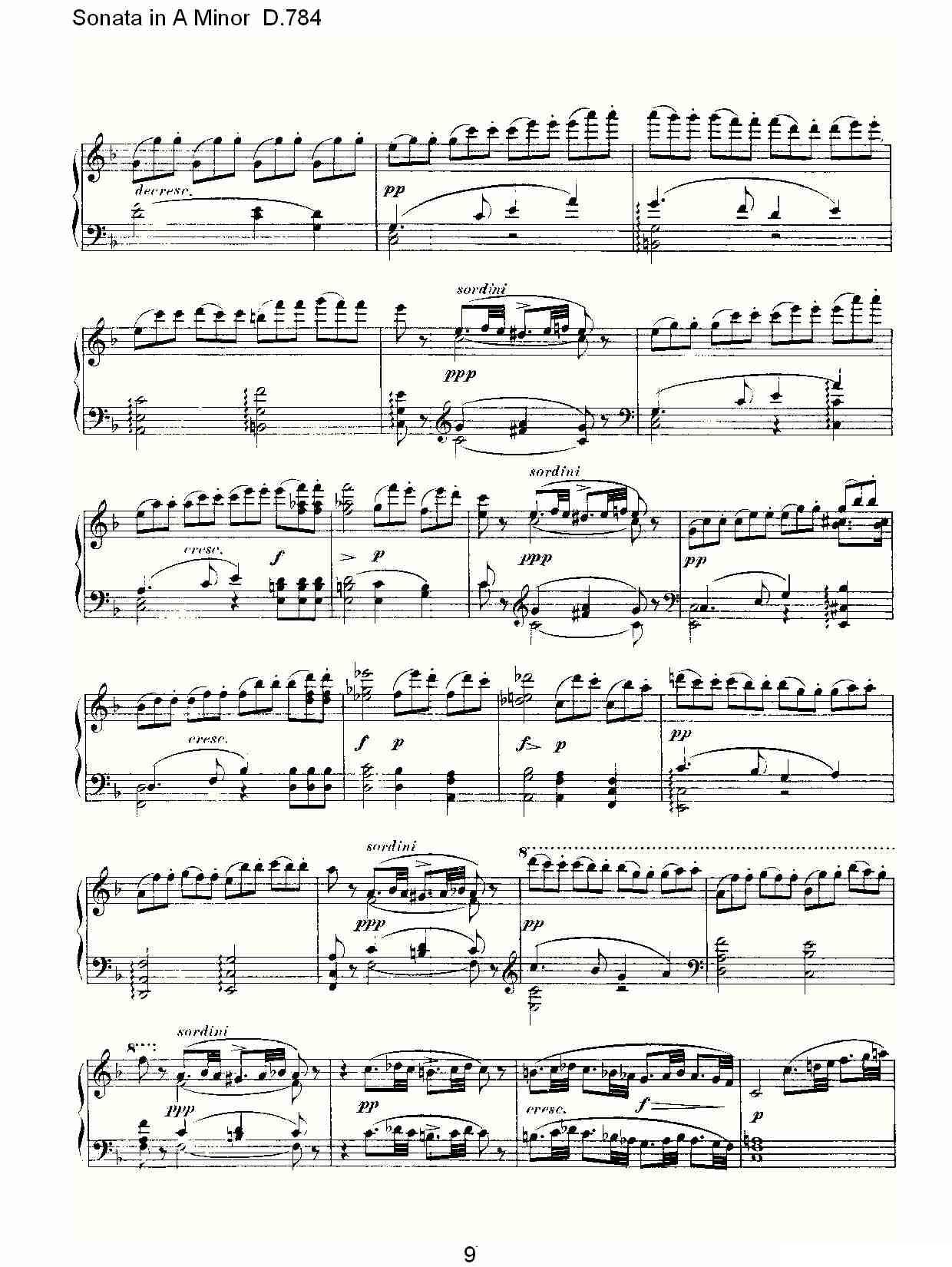 Sonata in A Minor D.784（A小调奏鸣曲D.784）钢琴曲谱（图9）