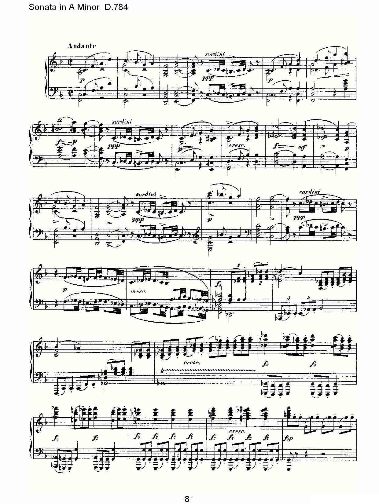 Sonata in A Minor D.784（A小调奏鸣曲D.784）钢琴曲谱（图8）