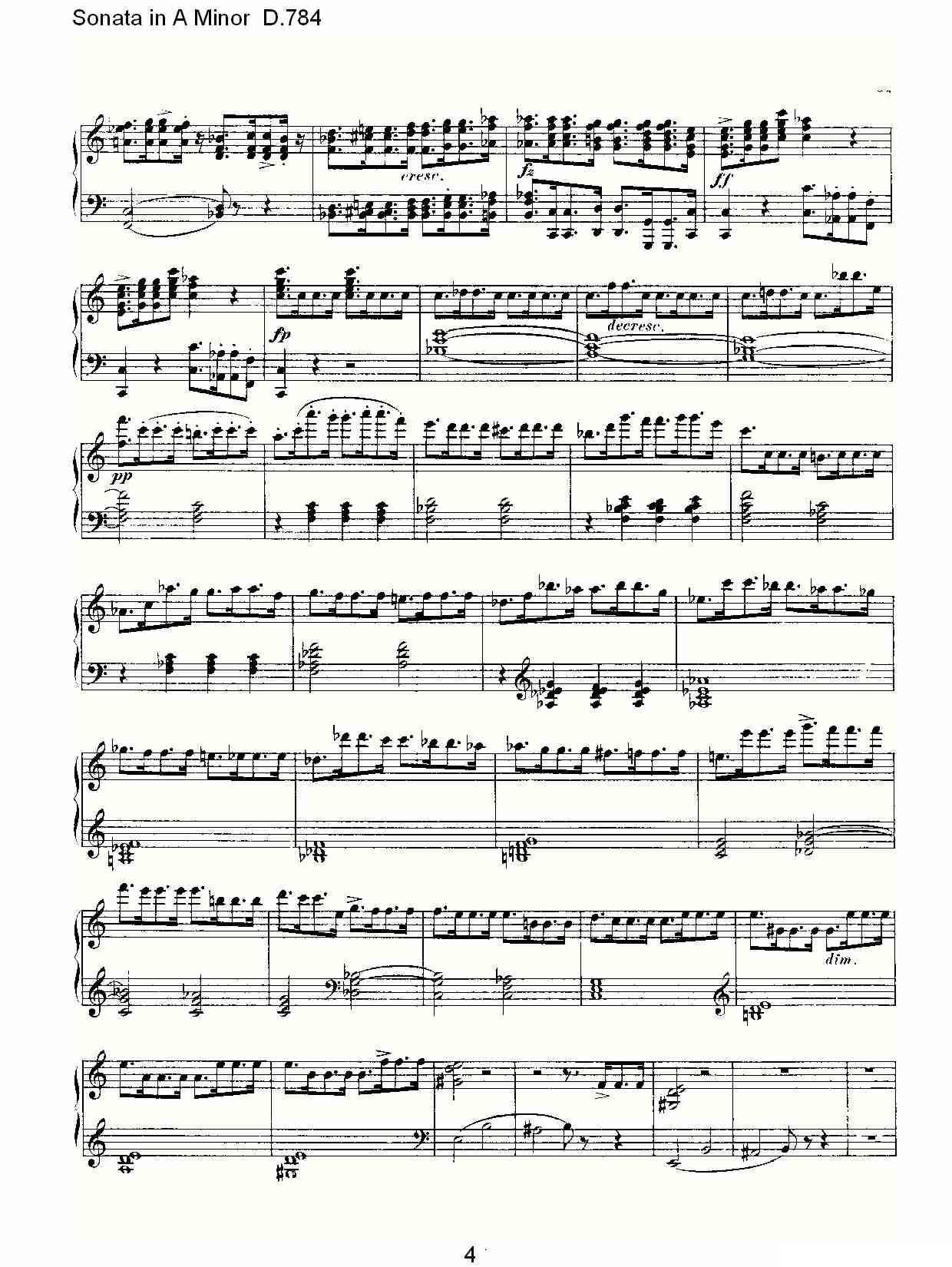 Sonata in A Minor D.784（A小调奏鸣曲D.784）钢琴曲谱（图4）