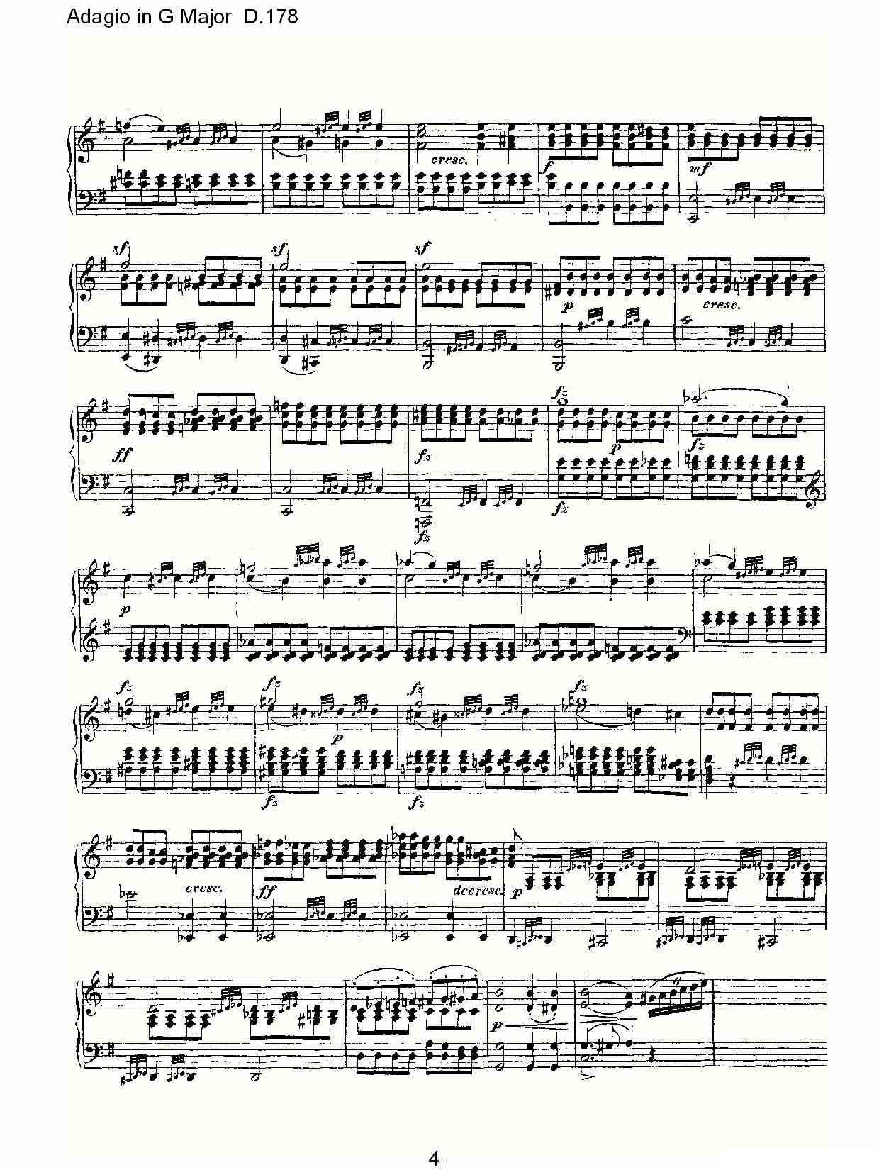 Adagio in G Major D.178O（G大调柔板D.178）钢琴曲谱（图4）