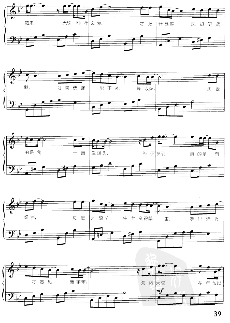 海阔天空钢琴曲谱（图2）