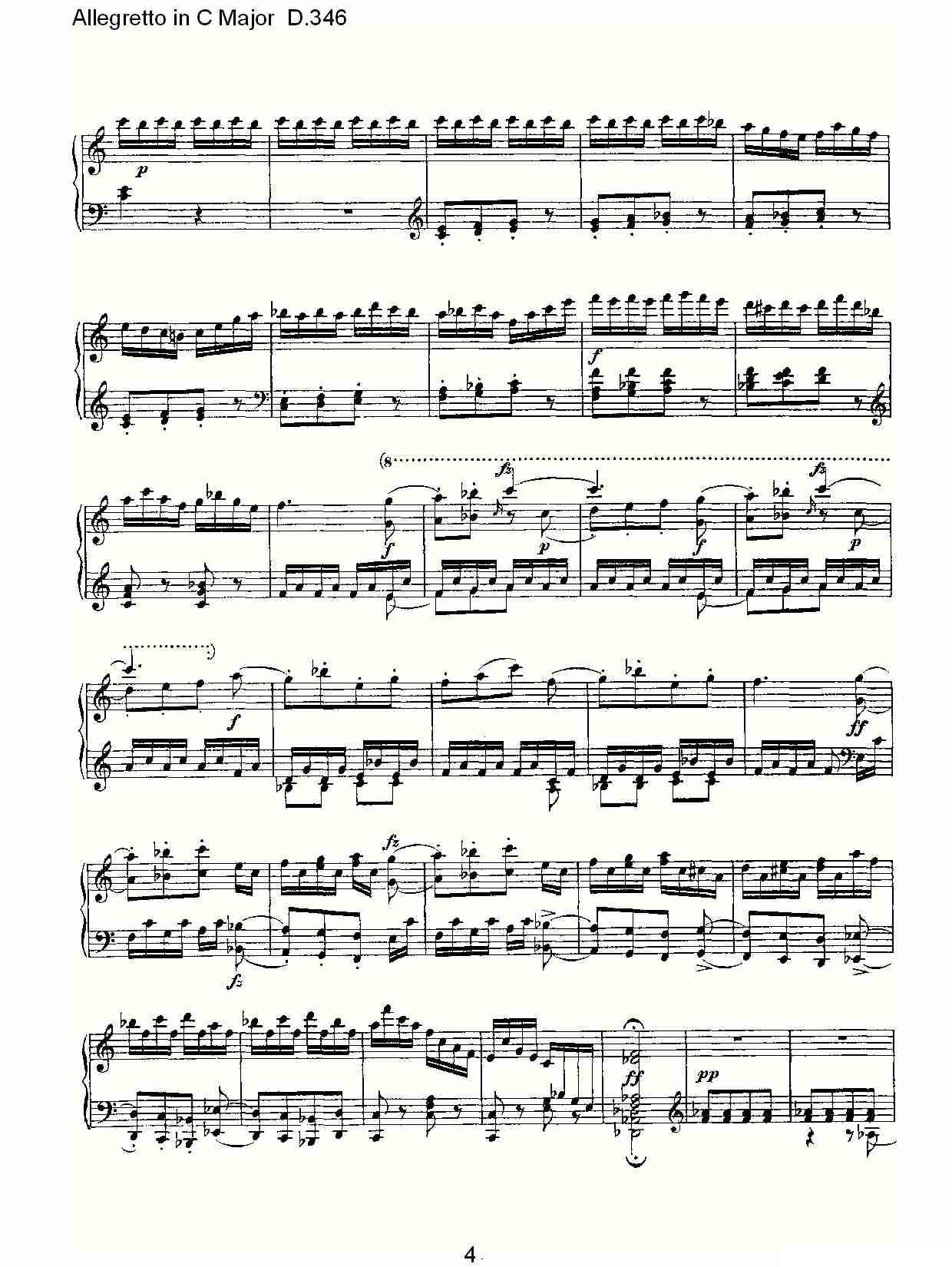Allegretto in C Major D.346（C大调快板D.346）钢琴曲谱（图4）