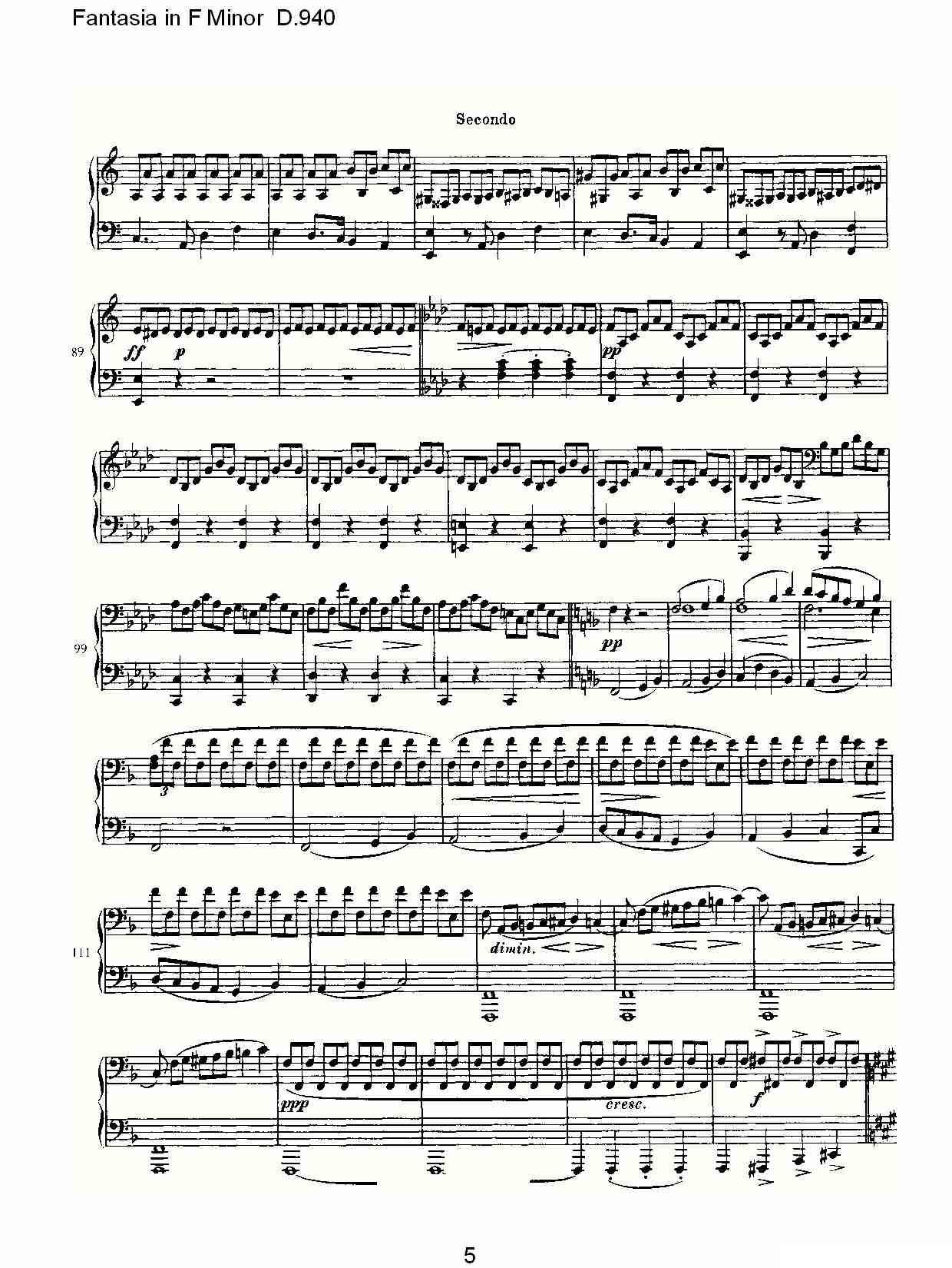 Fantasia in F Minor D.940（F小调幻想曲D.940）钢琴曲谱（图5）