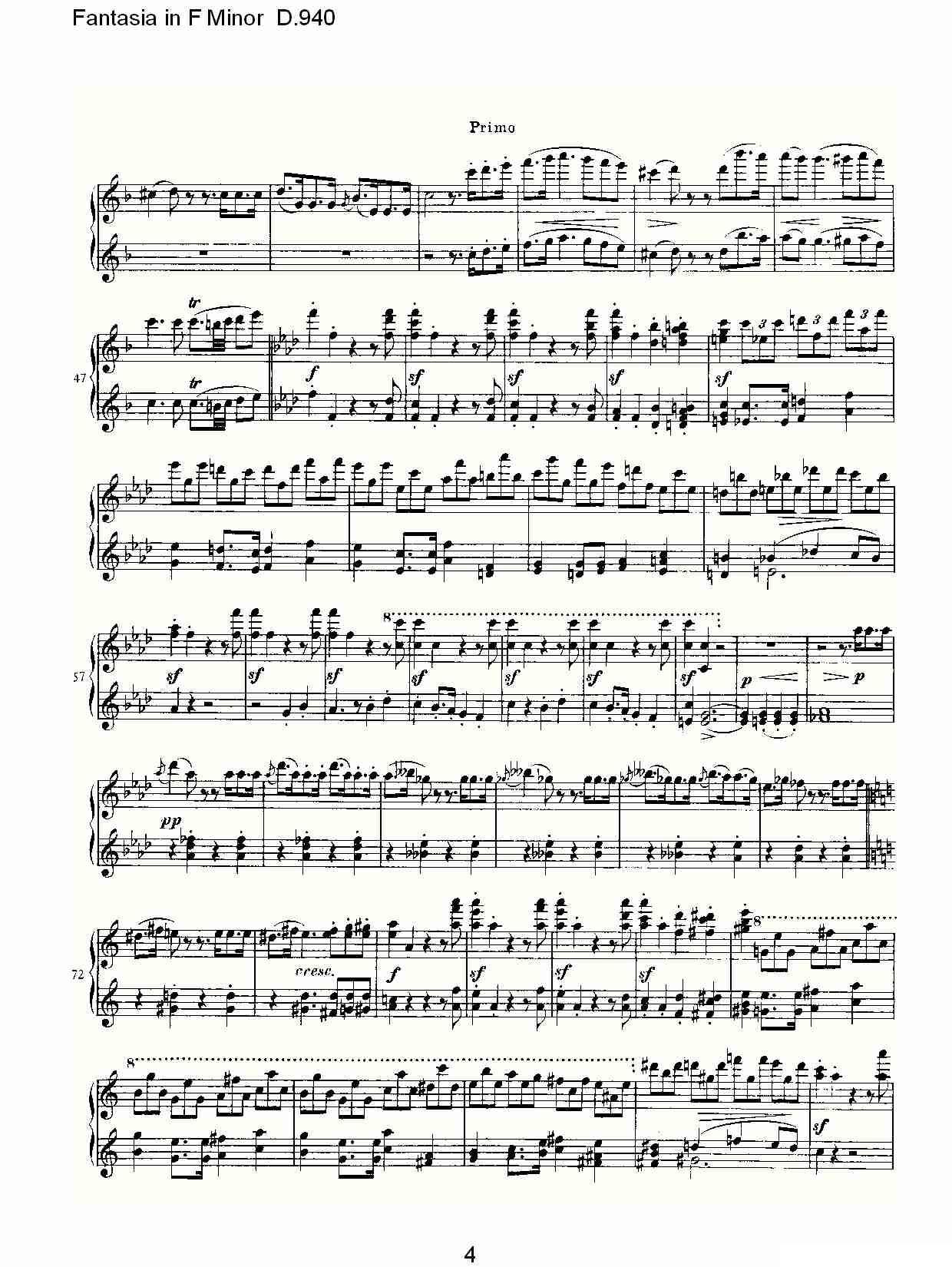Fantasia in F Minor D.940（F小调幻想曲D.940）钢琴曲谱（图4）