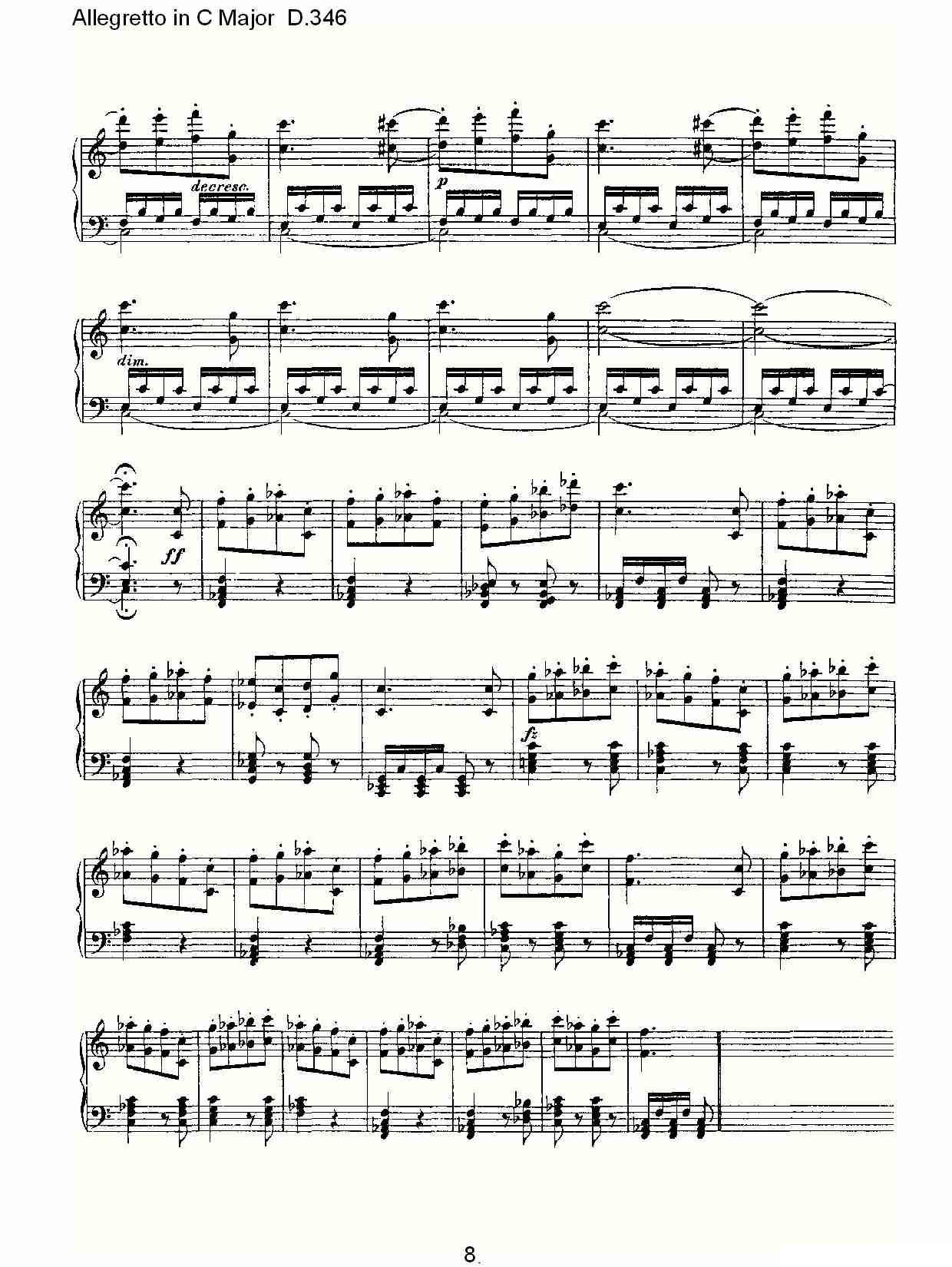 Allegretto in C Major D.346（C大调快板D.346）钢琴曲谱（图8）