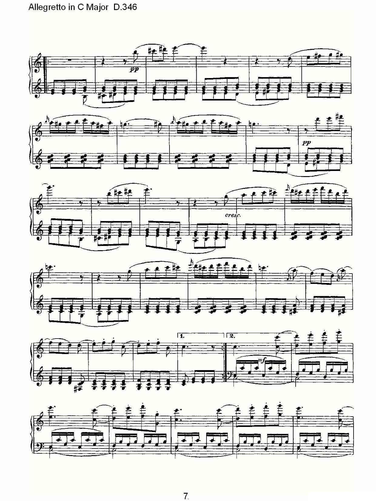 Allegretto in C Major D.346（C大调快板D.346）钢琴曲谱（图7）