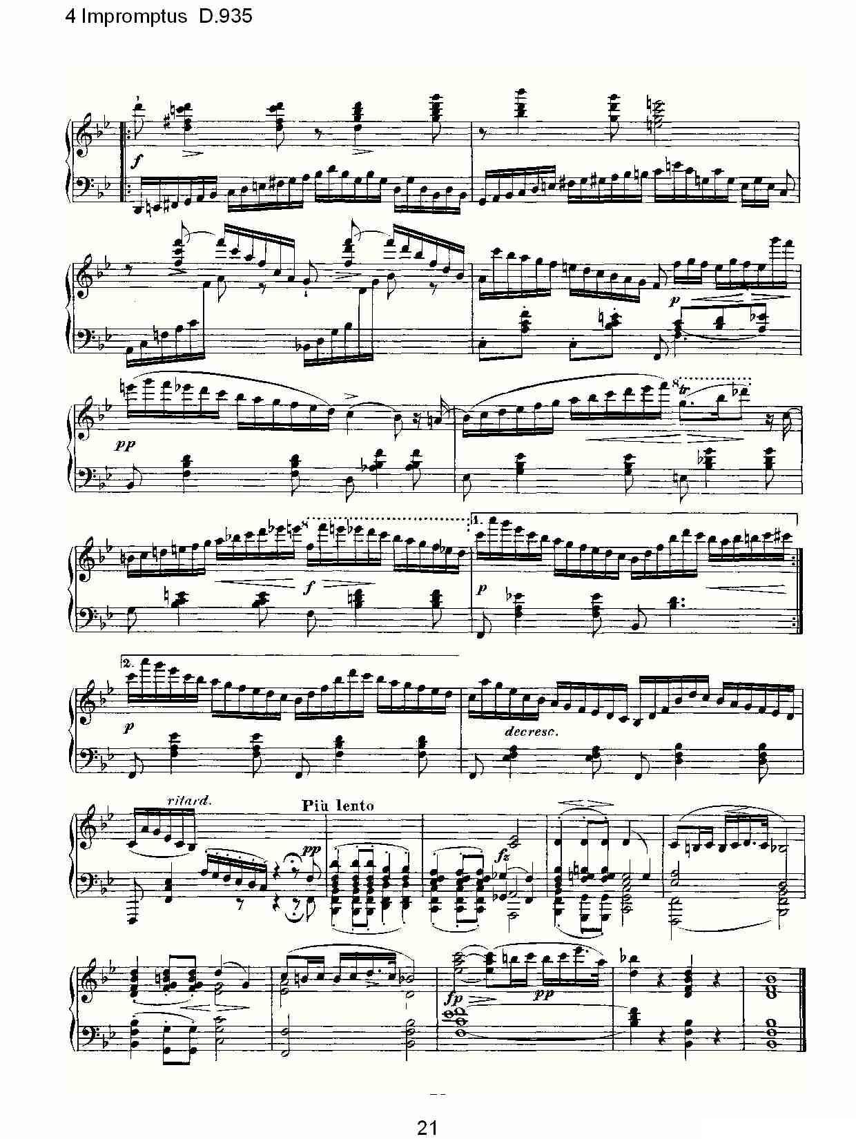 4 Impromptus D.935（4人即兴演奏D.935）钢琴曲谱（图21）