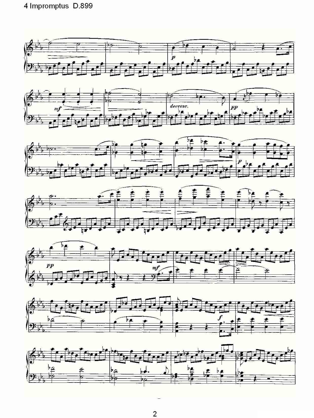 4 Impromptus D.899（4人即兴演奏 D.899）钢琴曲谱（图2）