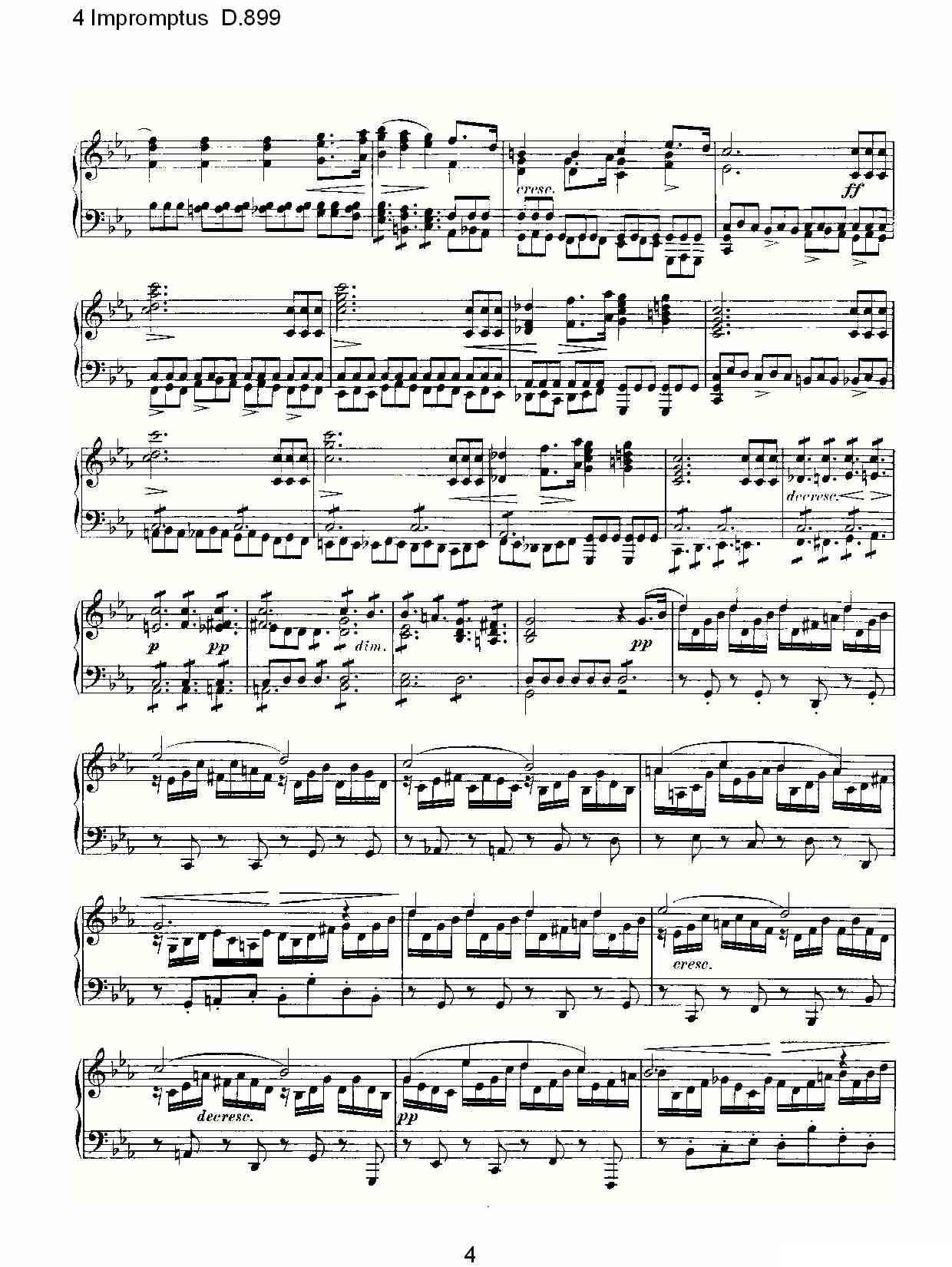 4 Impromptus D.899（4人即兴演奏 D.899）钢琴曲谱（图4）