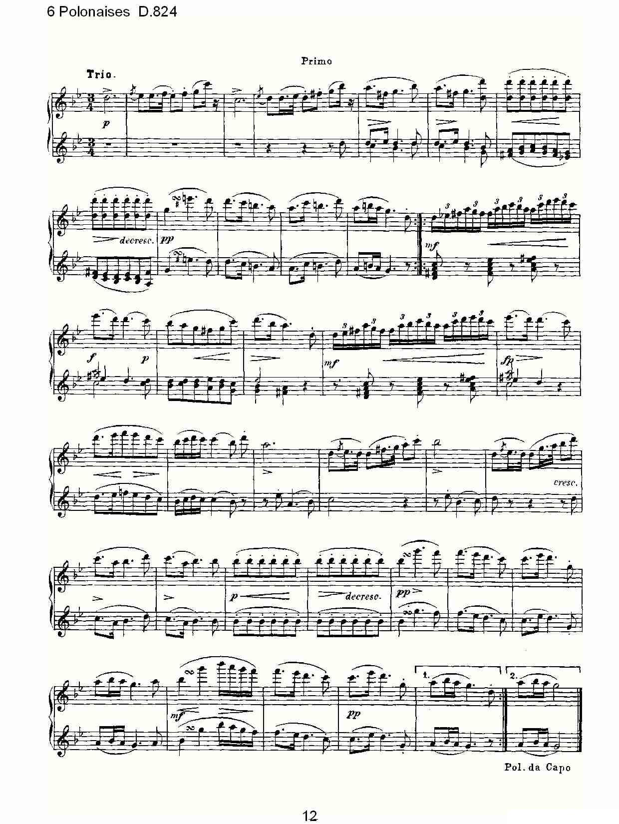 6 Polonaises D.824（6波罗乃兹舞曲 D.824）钢琴曲谱（图12）