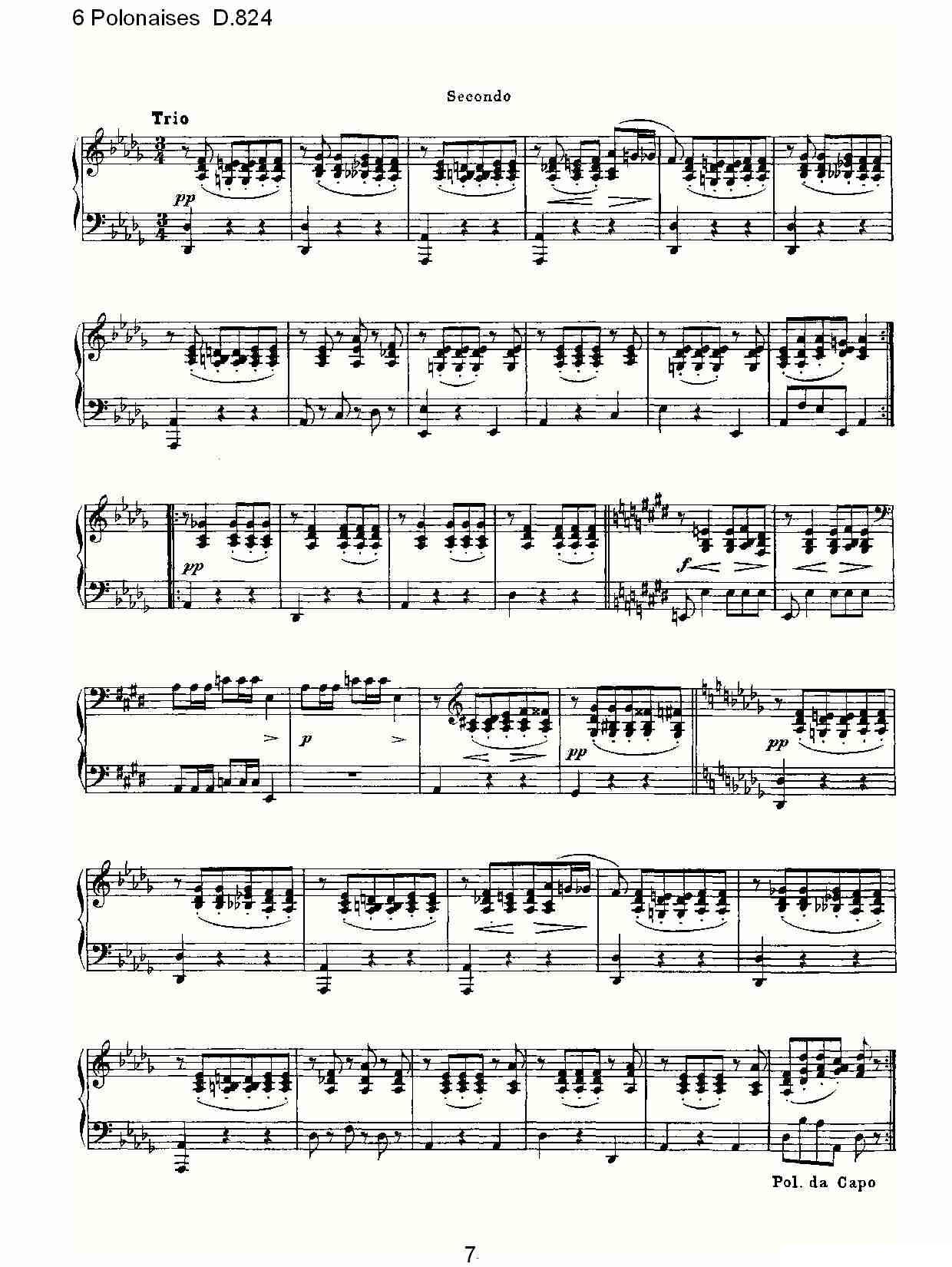 6 Polonaises D.824（6波罗乃兹舞曲 D.824）钢琴曲谱（图7）