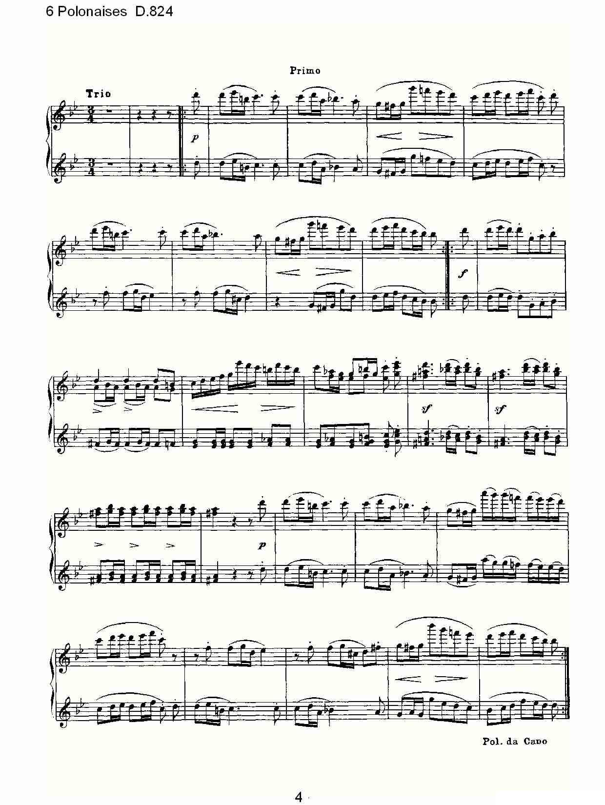 6 Polonaises D.824（6波罗乃兹舞曲 D.824）钢琴曲谱（图4）