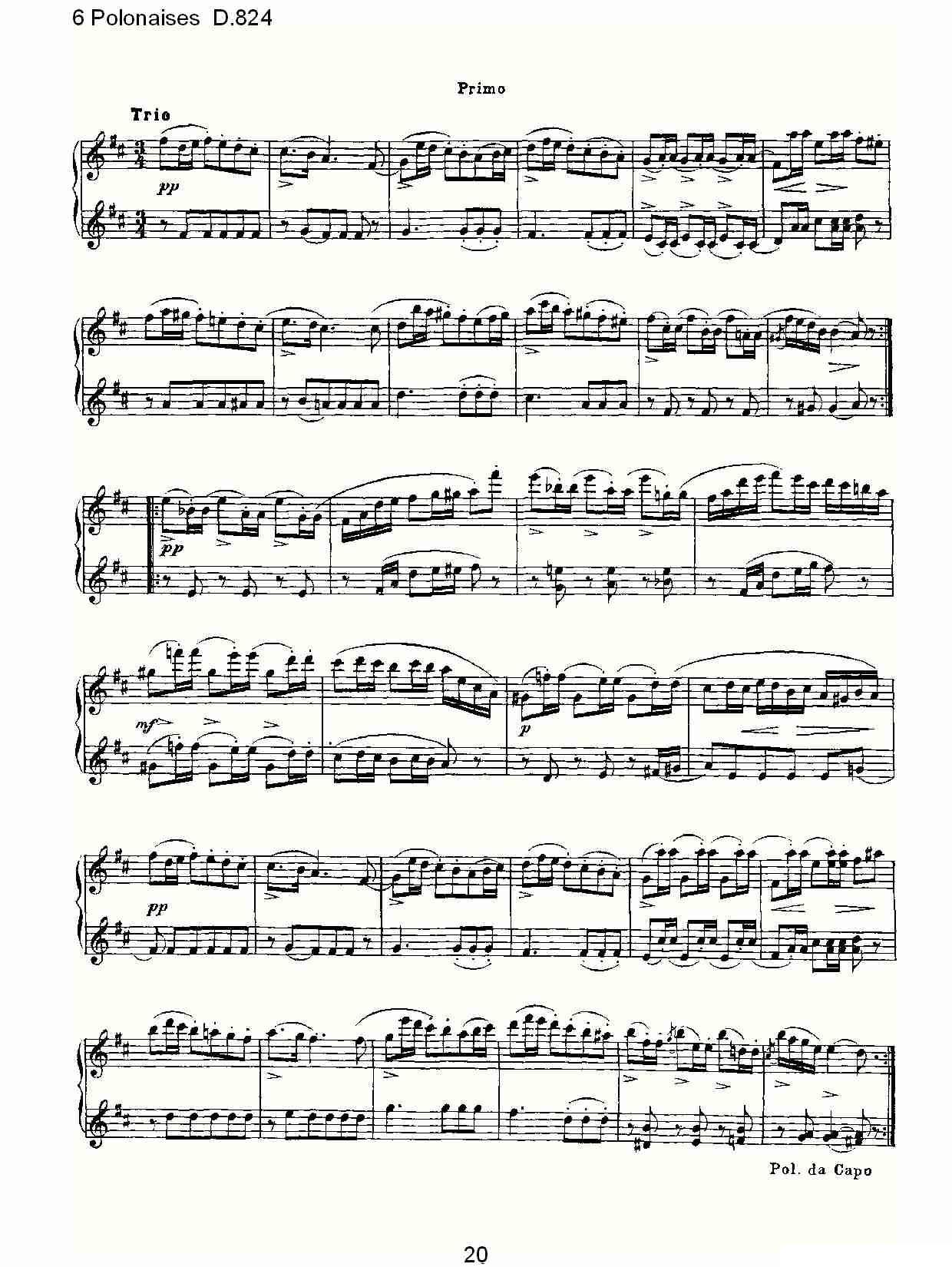 6 Polonaises D.824（6波罗乃兹舞曲 D.824）钢琴曲谱（图20）
