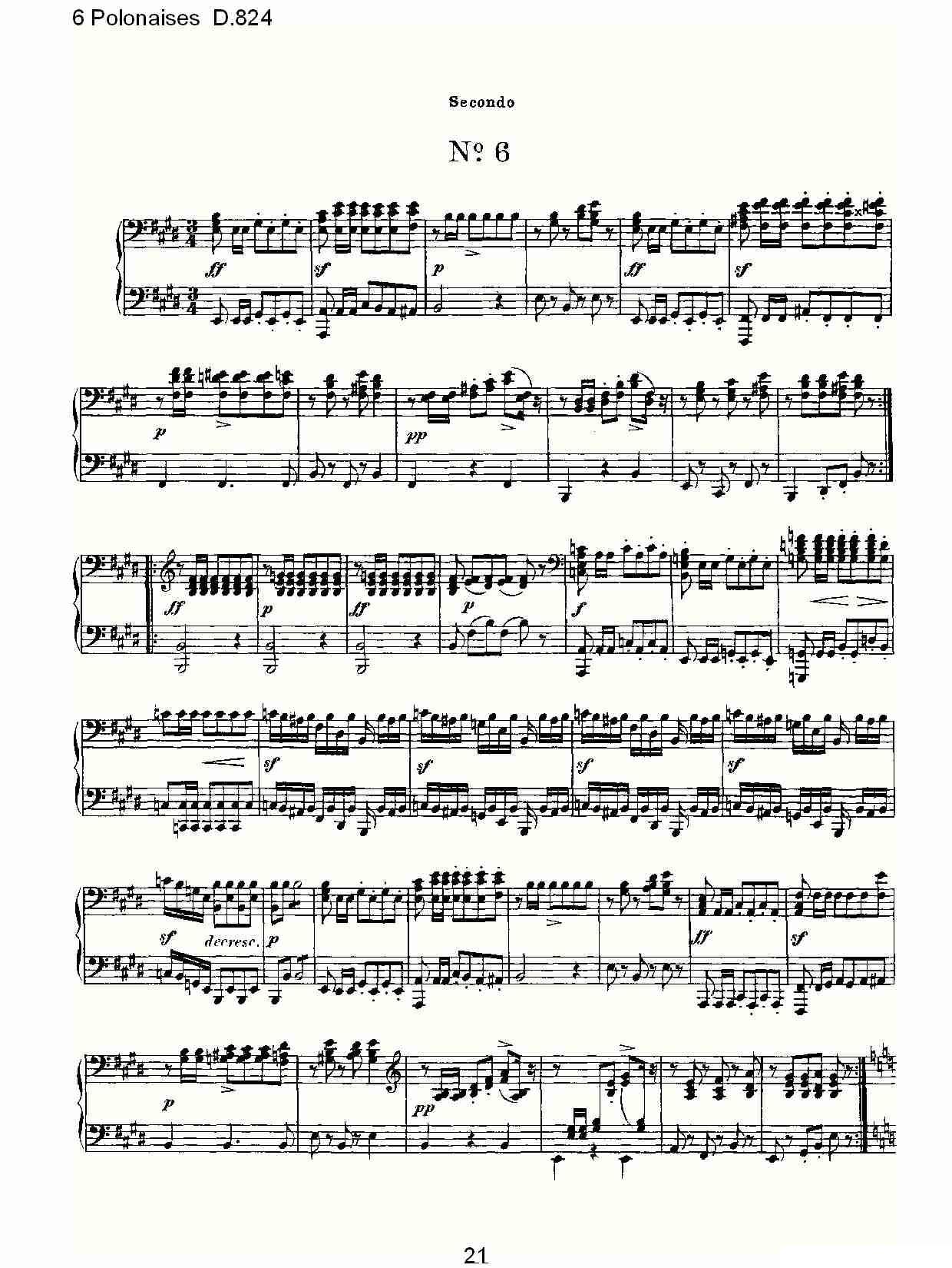 6 Polonaises D.824（6波罗乃兹舞曲 D.824）钢琴曲谱（图21）