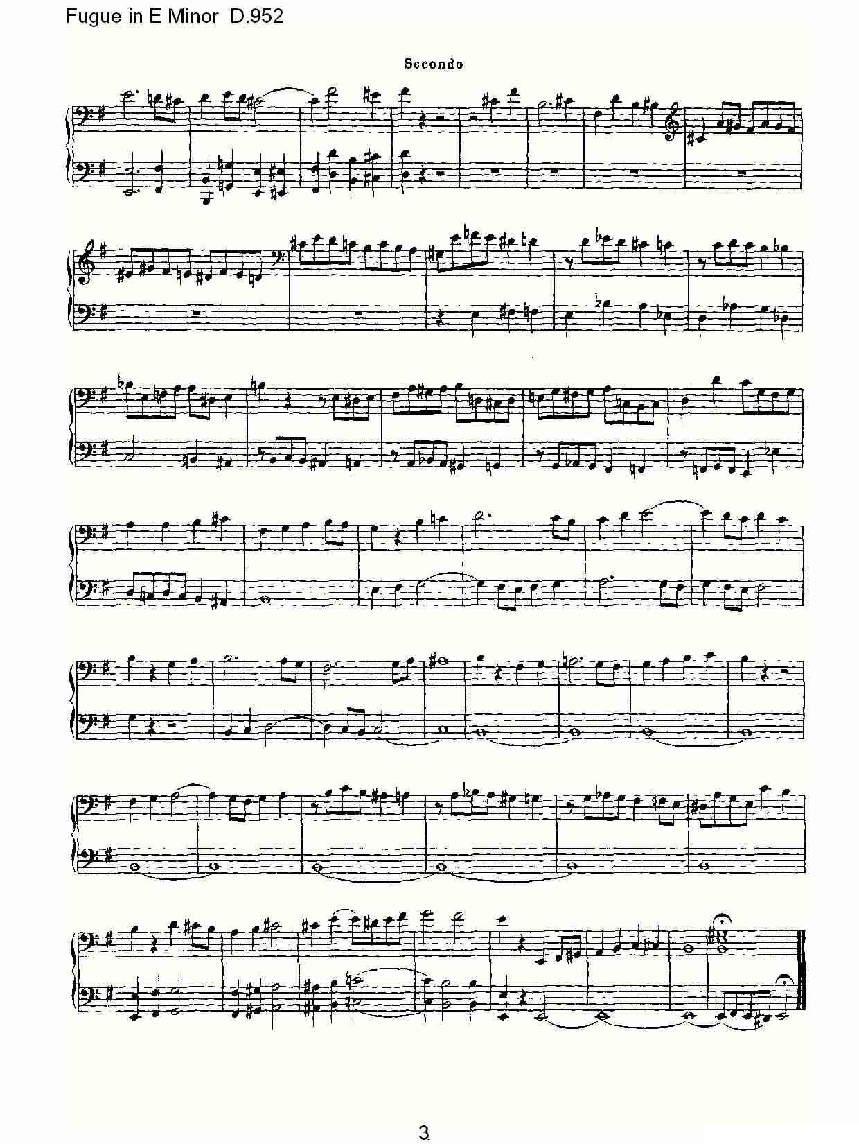 Fugue in E Minor D.952（E小调赋格曲 D.952）钢琴曲谱（图3）