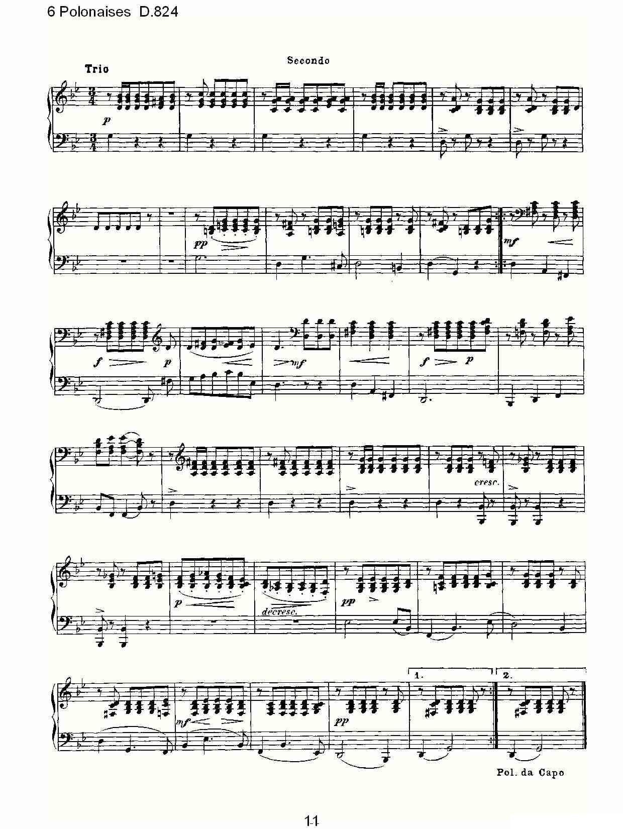 6 Polonaises D.824（6波罗乃兹舞曲 D.824）钢琴曲谱（图11）